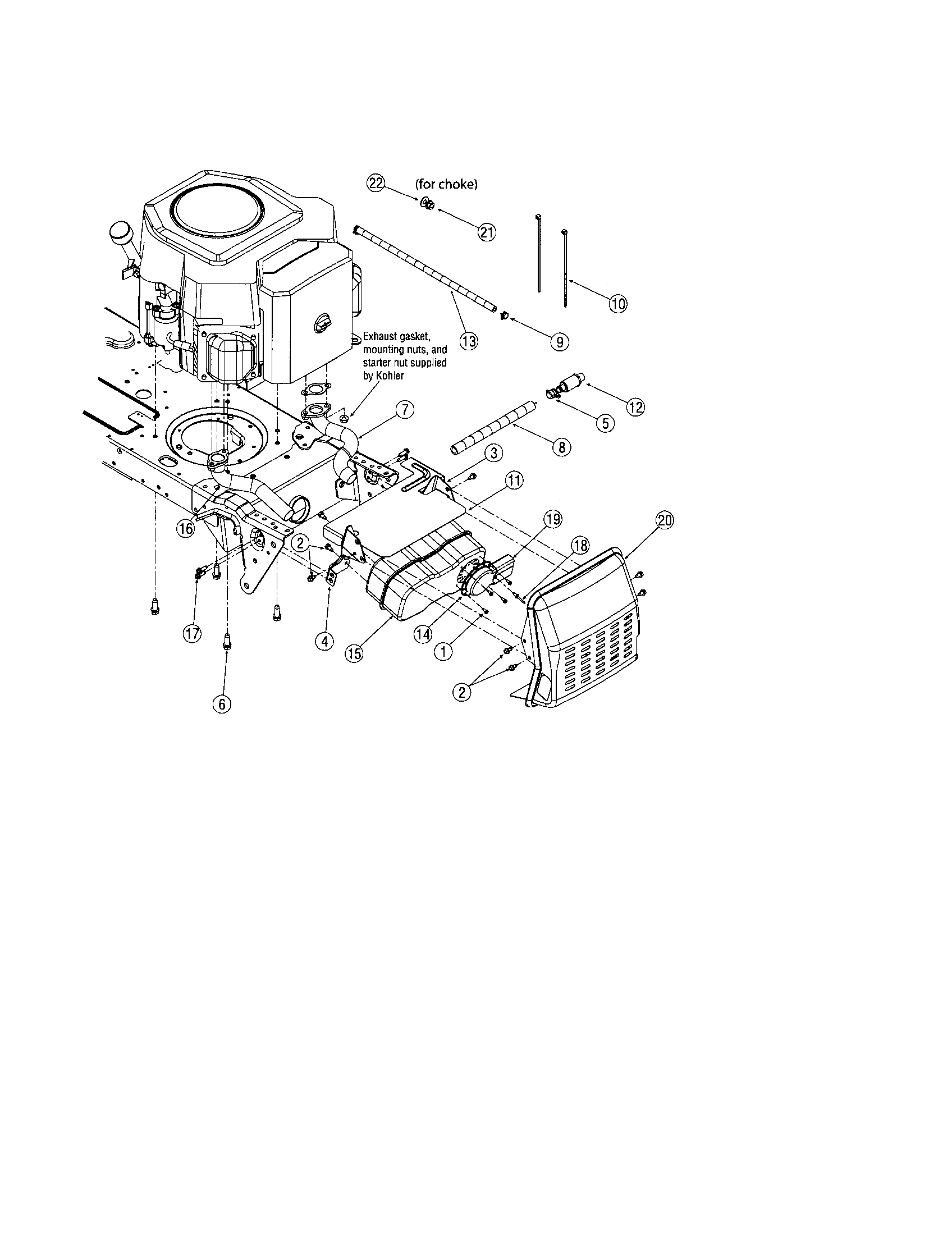 Troybilt 60TP muffler shield assembly diagram