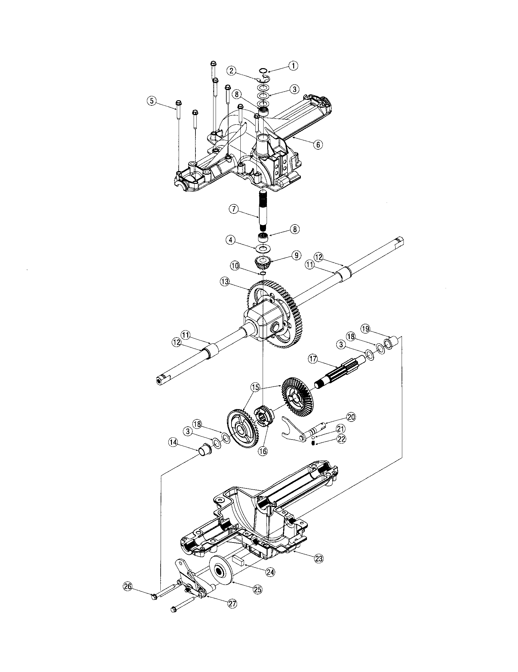Troybilt 60TP gear case assembly diagram