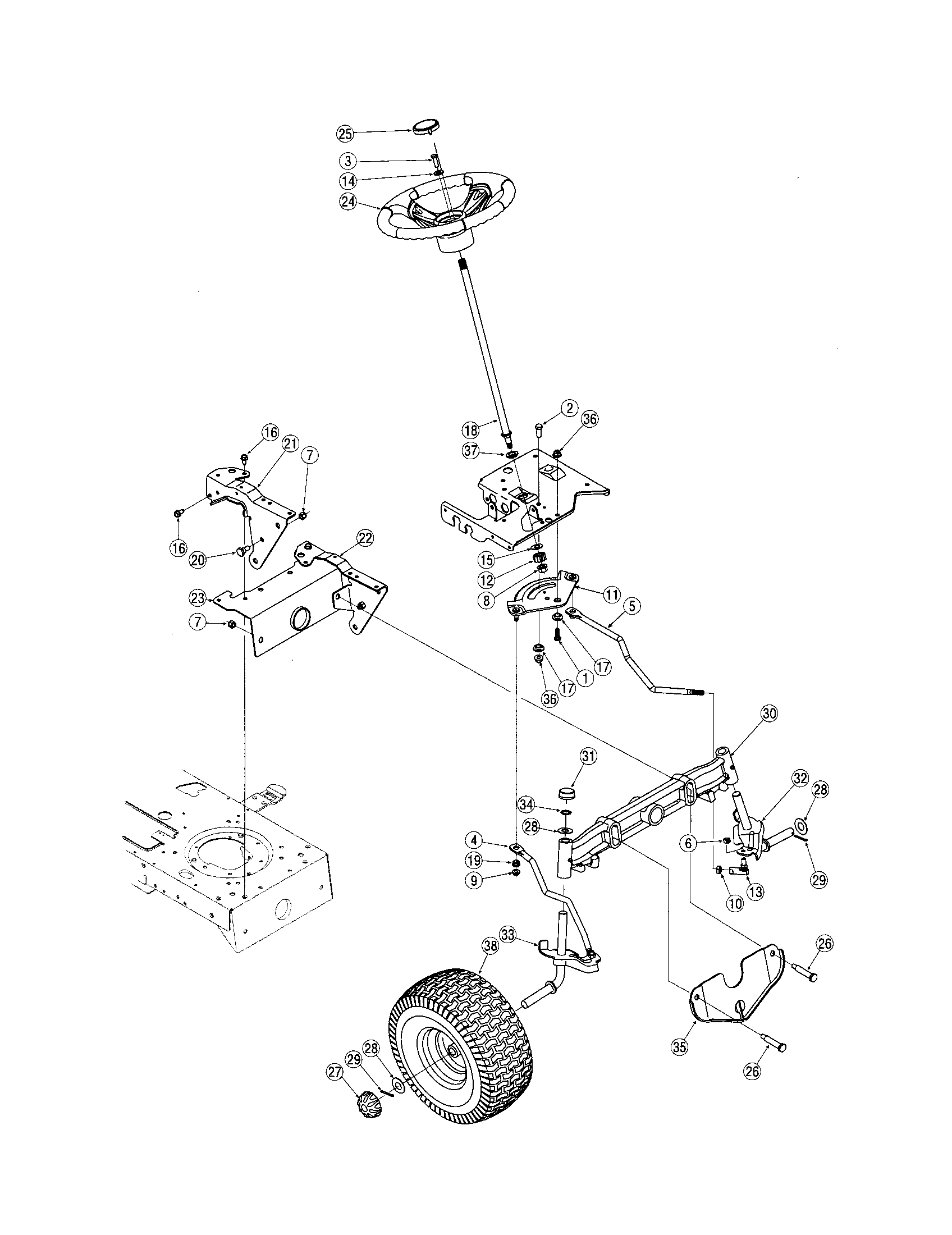 Troybilt 60TG steering assembly diagram