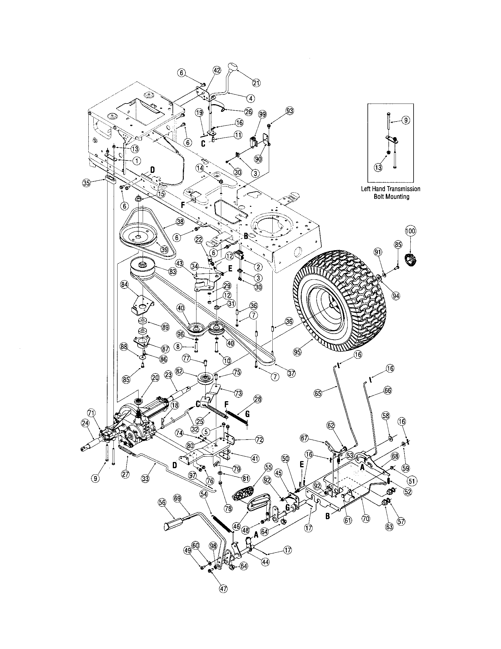 Troybilt 60TG transaxle diagram