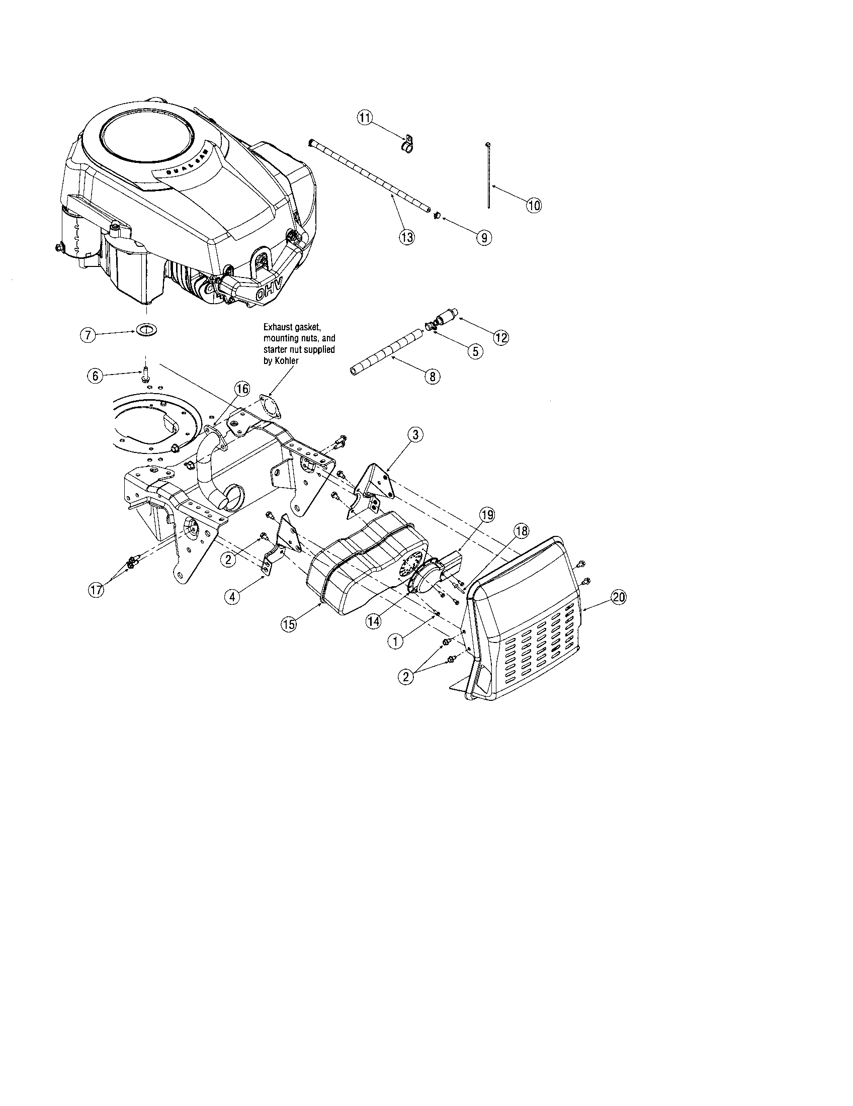 Troybilt 60TG muffler shield assembly diagram