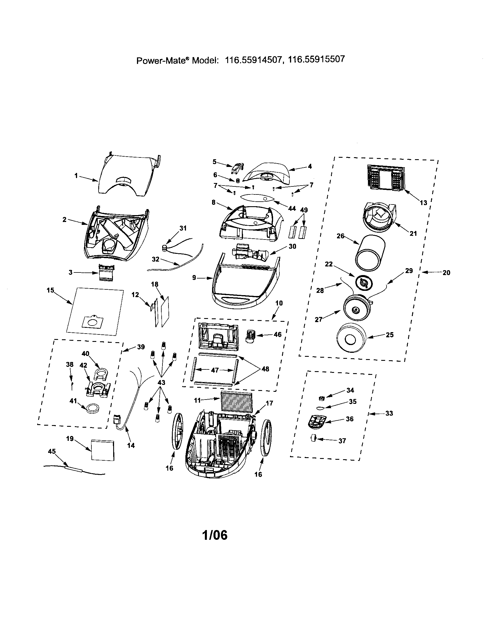 Kenmore 11625915507 canister diagram