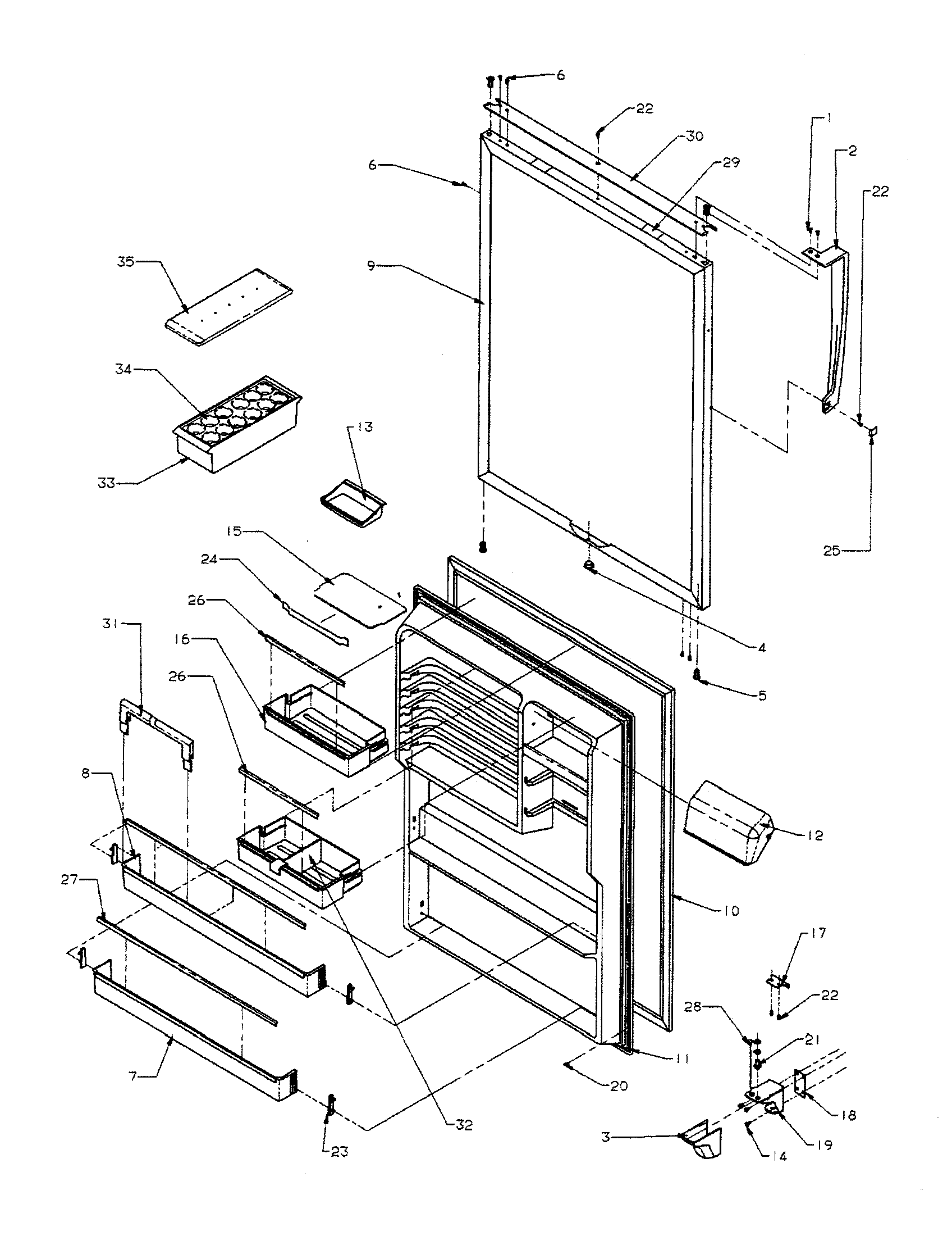 Amana TA18R3-P1181705WW refrigerator door diagram