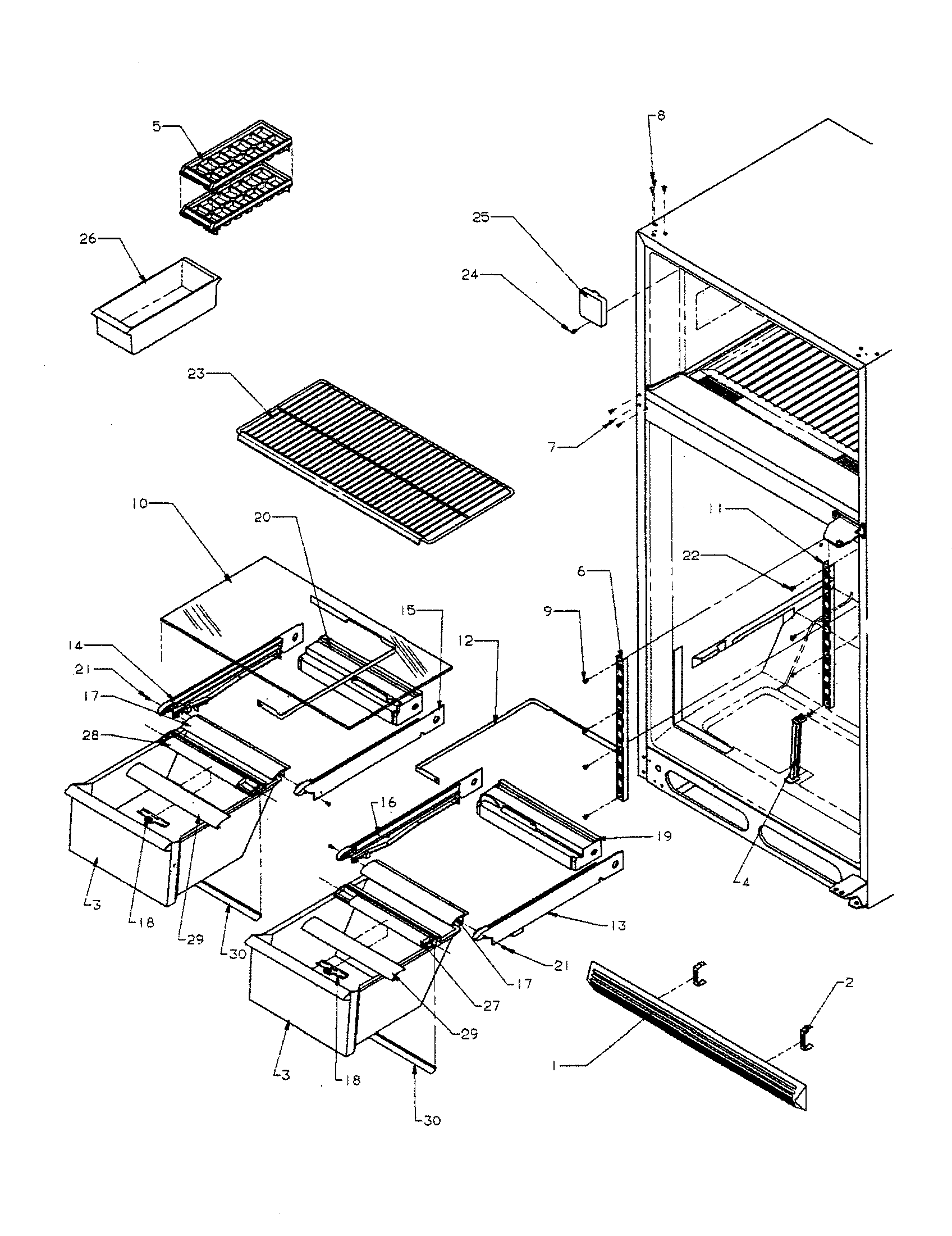 Amana TA18R3-P1181705WW cabinet shelving diagram