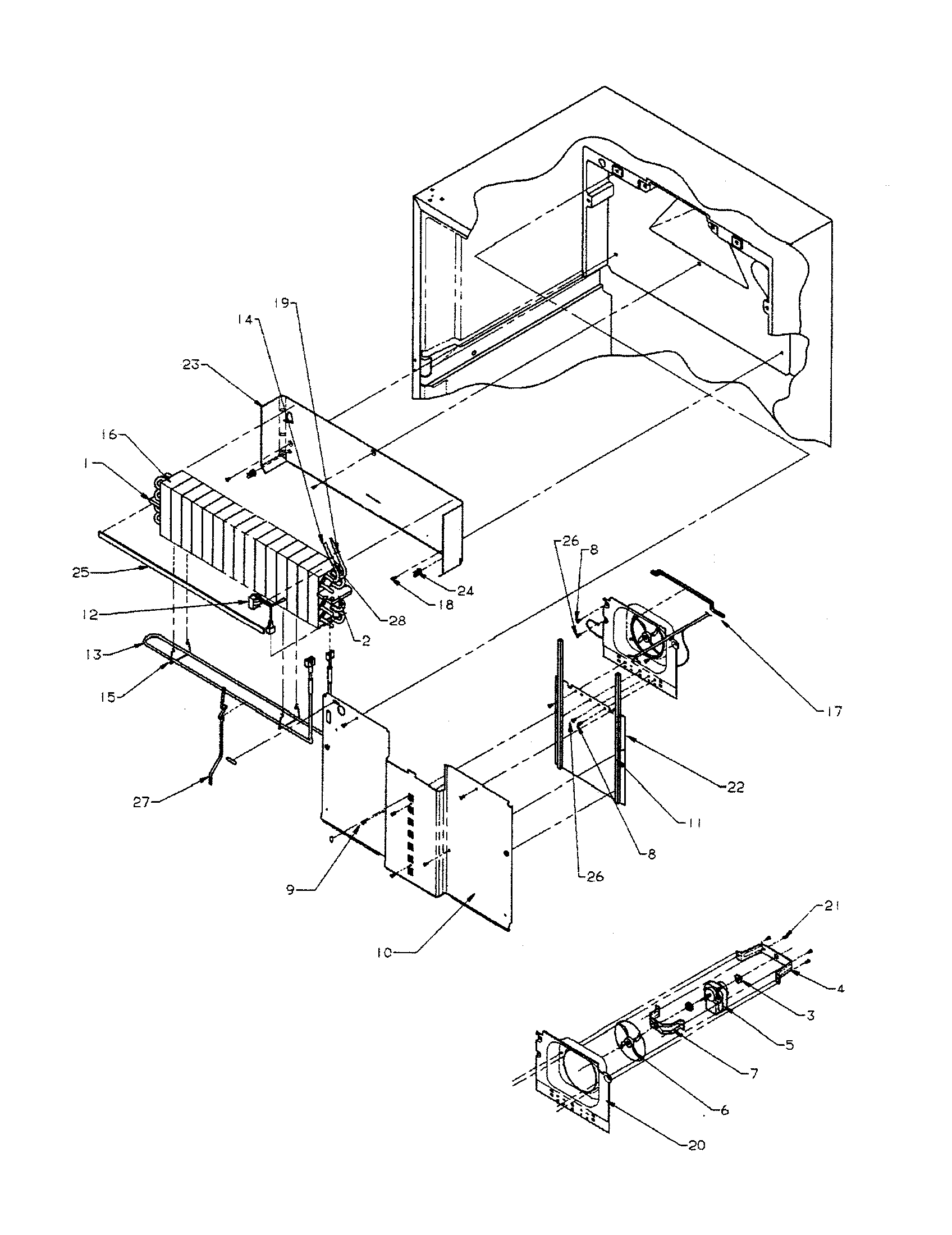 Amana TA18R3-P1181705WW evaporator area diagram