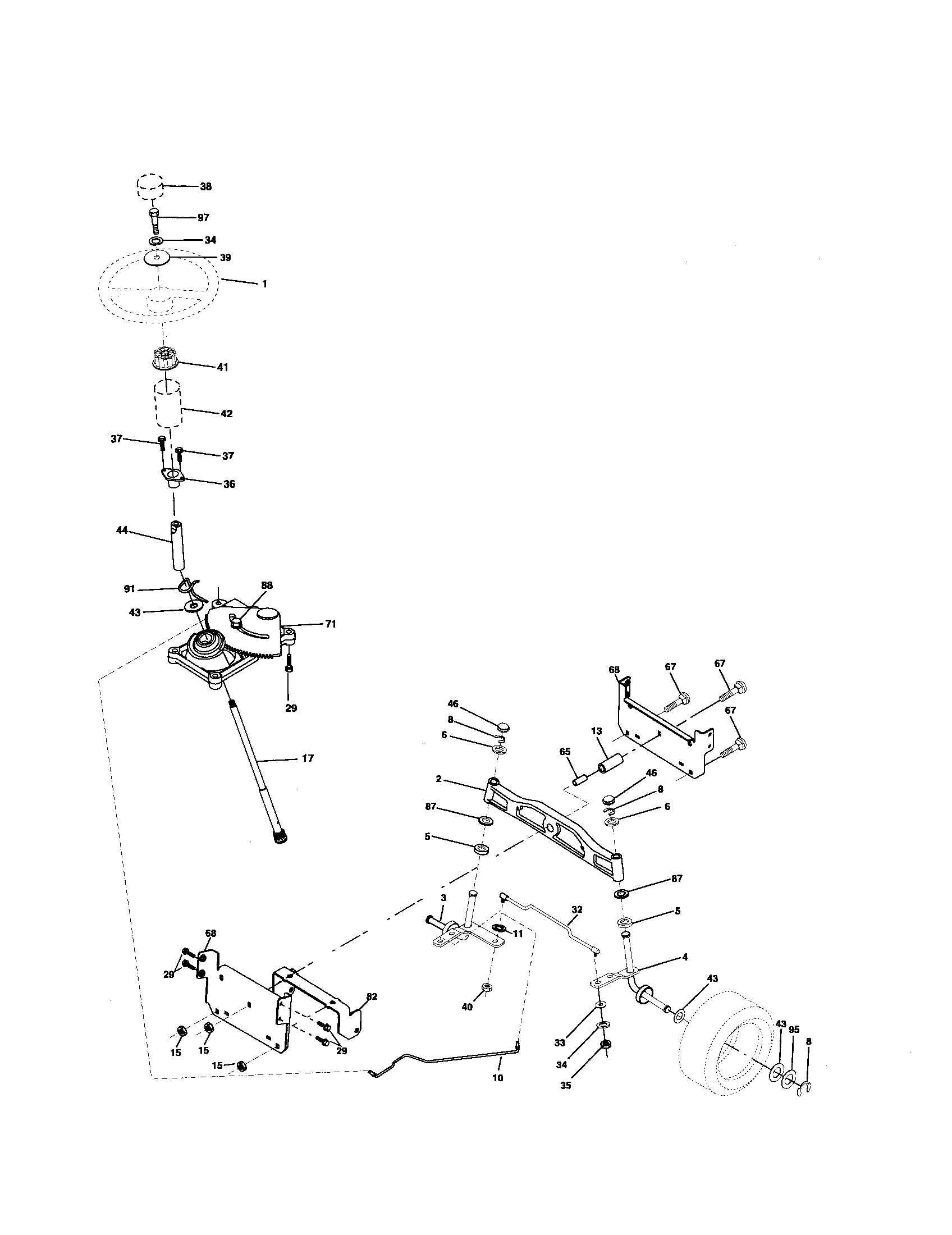 Craftsman 917274381 steering assembly diagram