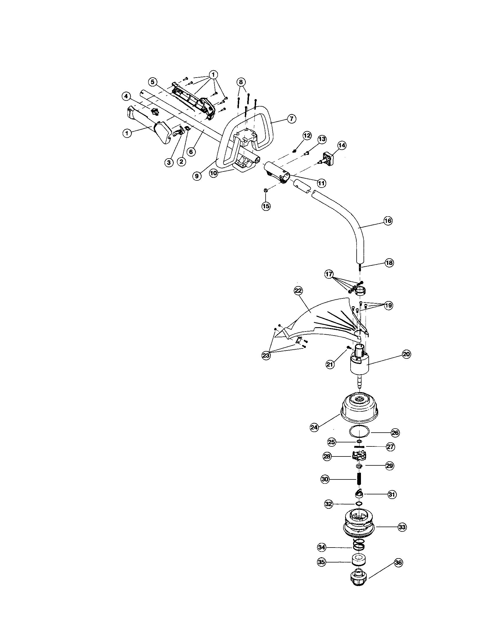 Troybilt 41ADT52C711 boom & trimmer - model tb525cs diagram