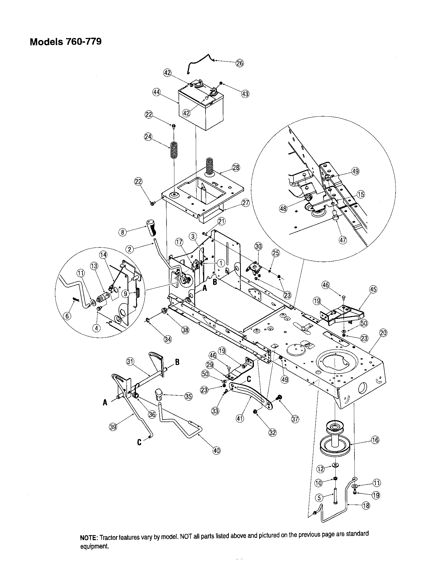 MTD 760 THRU 779 frame - models 760-779 diagram