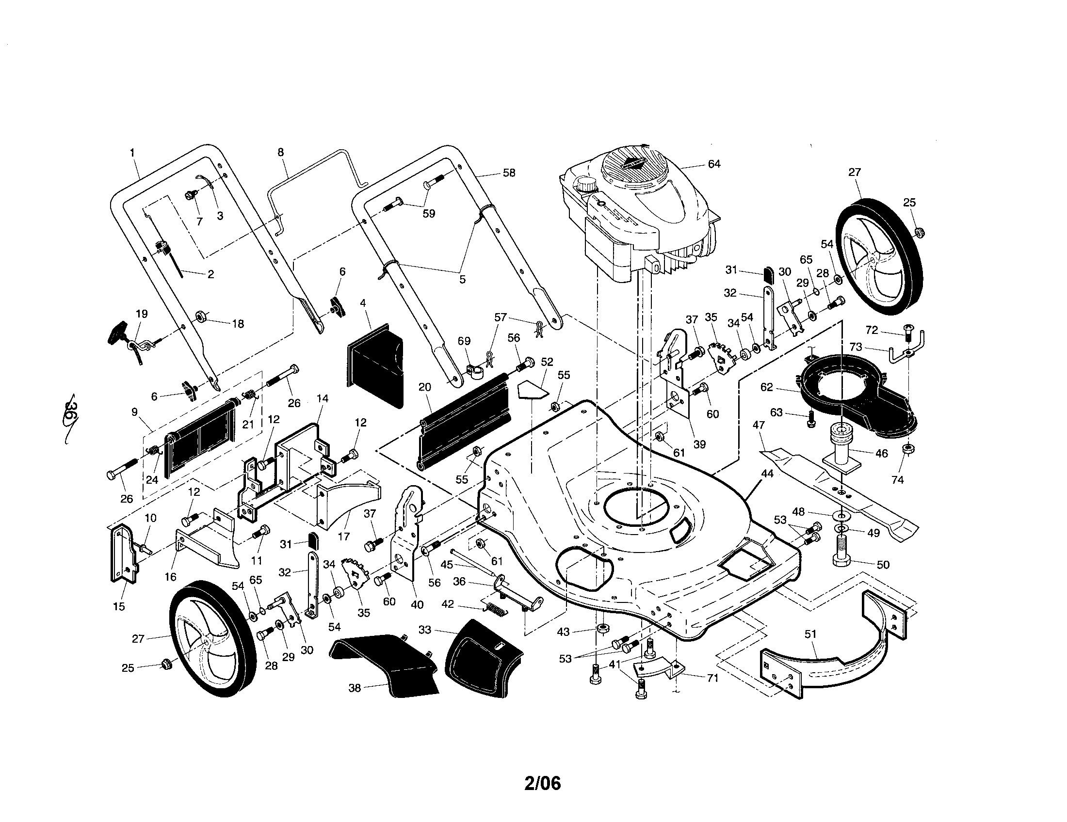 Craftsman 917376160 handle/engine/housing diagram