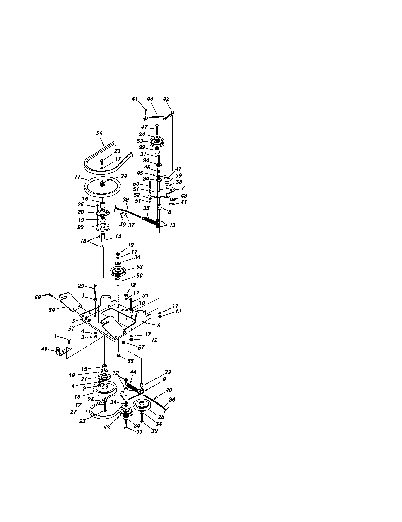 Craftsman 48624838 frame/clutch/pulley diagram