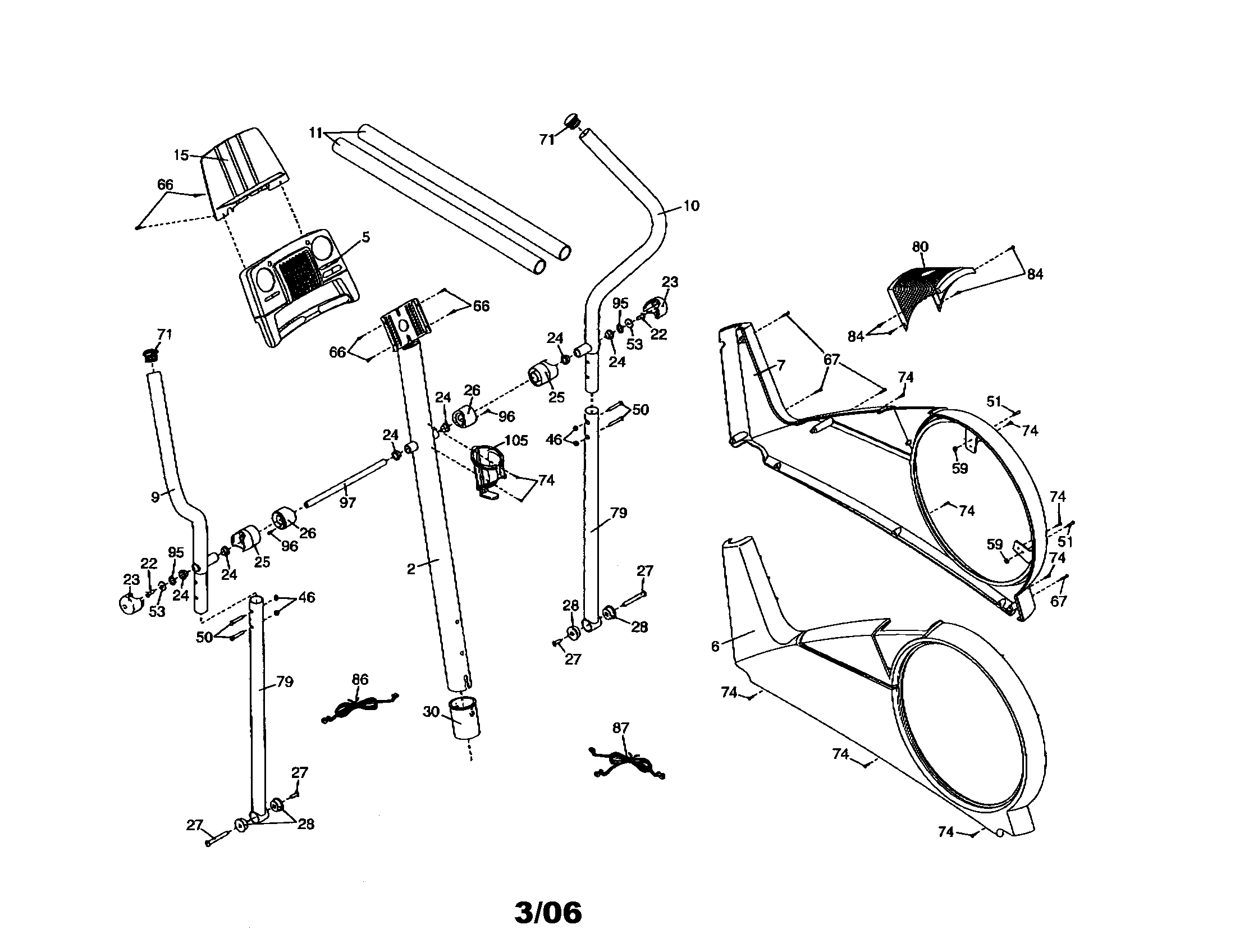 Proform 831285431 console/side shield diagram