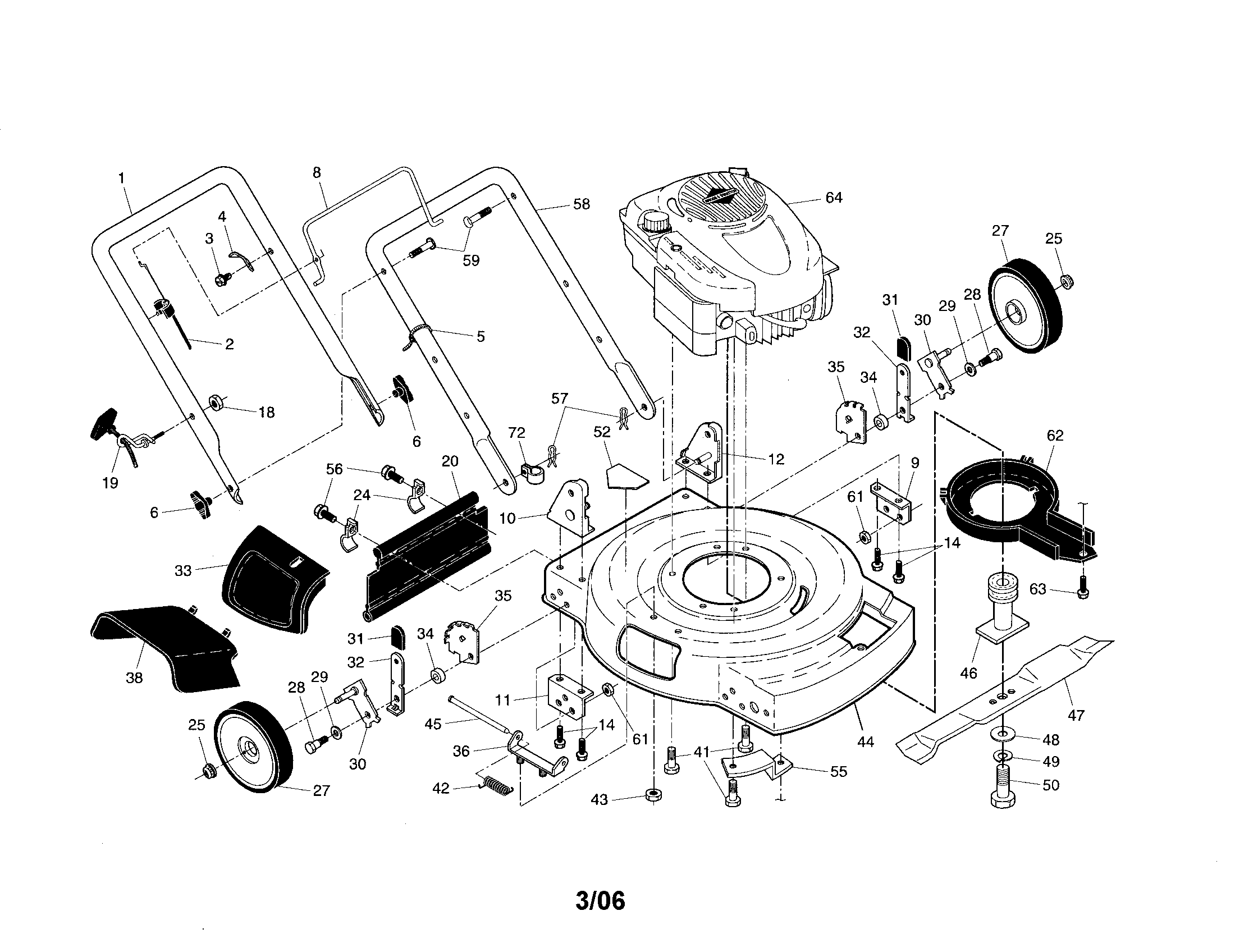 Craftsman 917375500 engine/housing/handle diagram