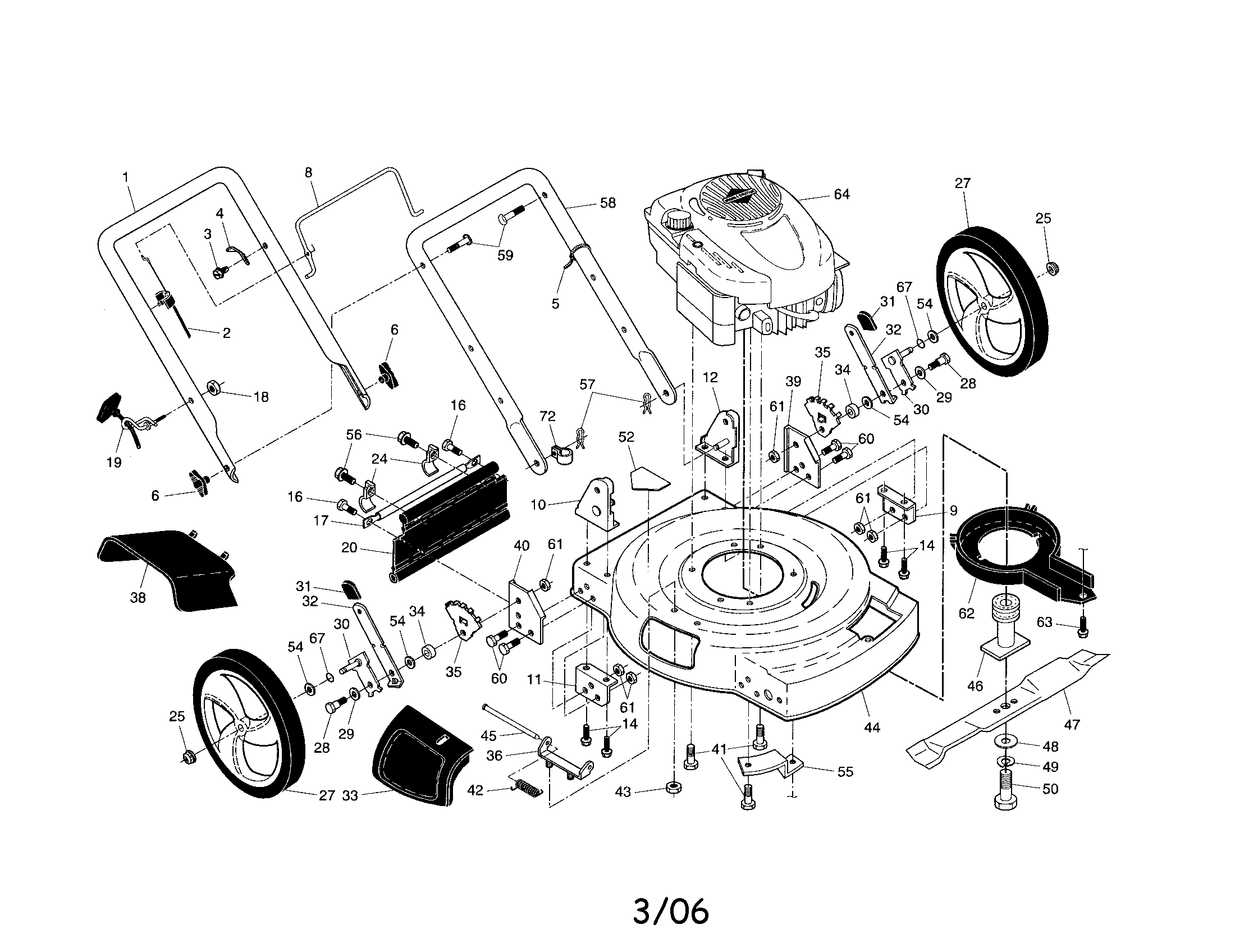 Craftsman 917375510 engine/housing/handle diagram
