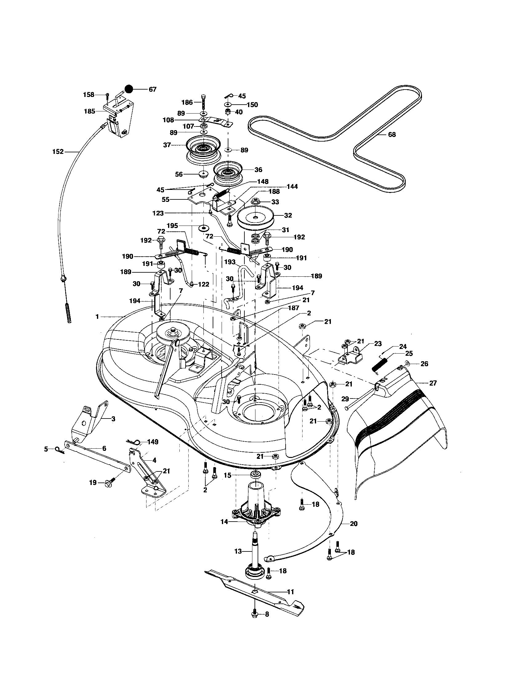 Weed Eater 96016001400 mower deck diagram