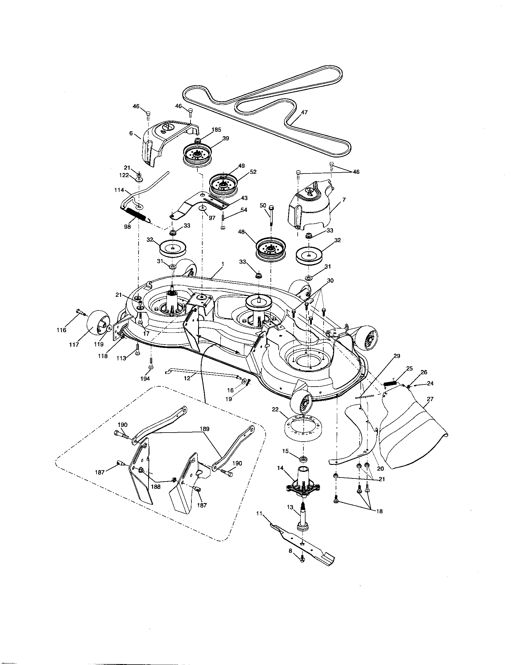 Southern States 96042001300 mower deck diagram