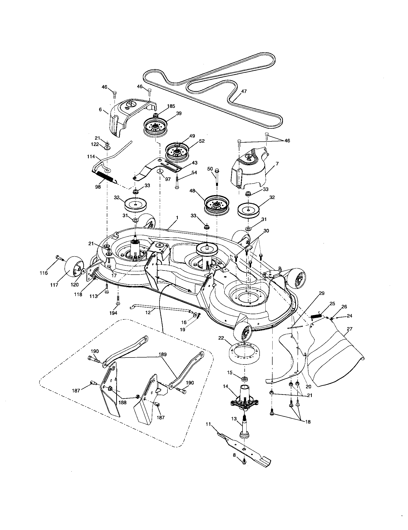Southern States 96042001301 mower deck diagram