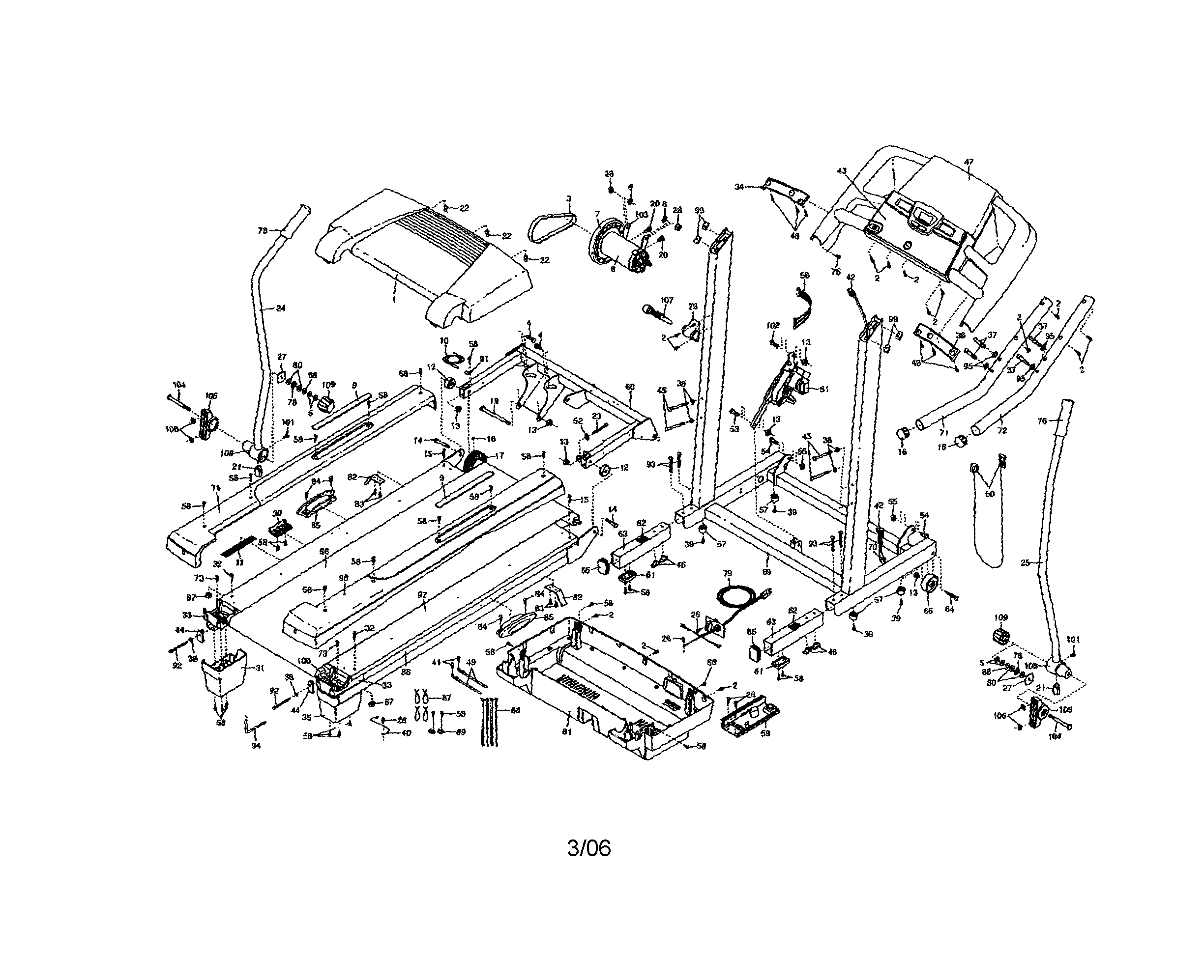 Proform 831296231 treadmill diagram