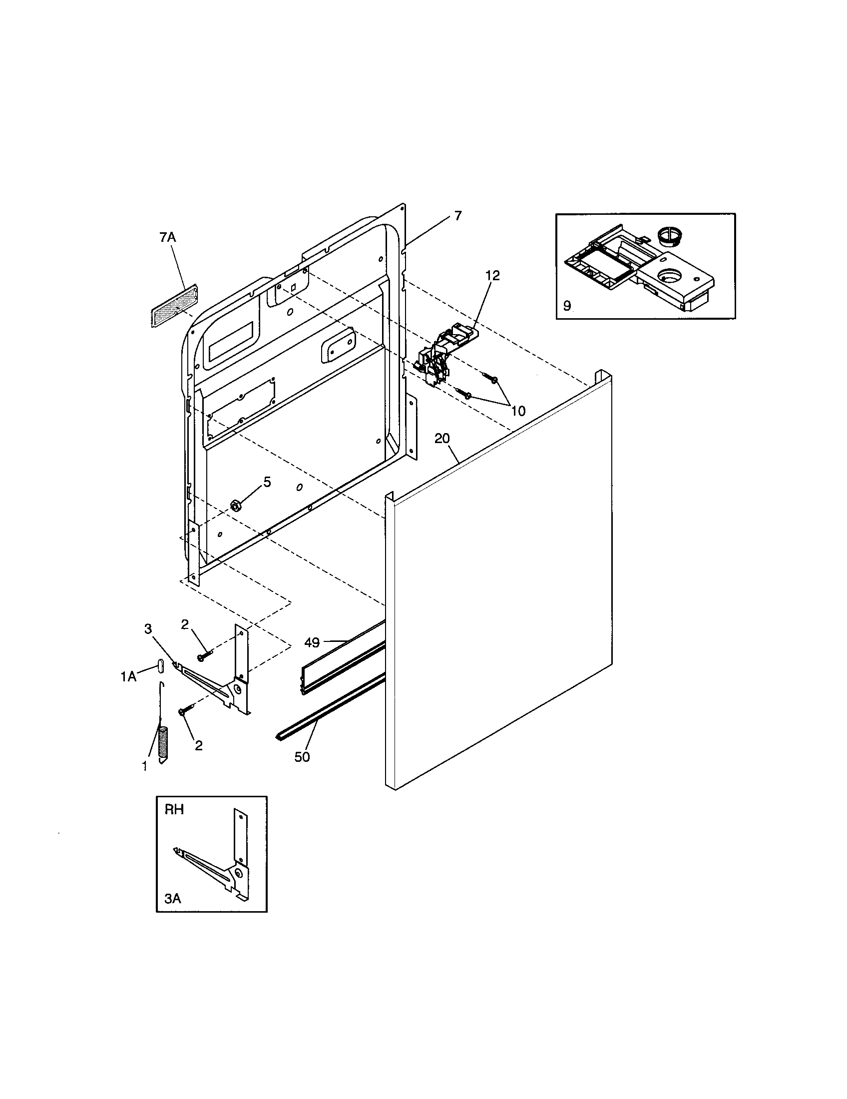 Frigidaire GLD958JT0 door diagram