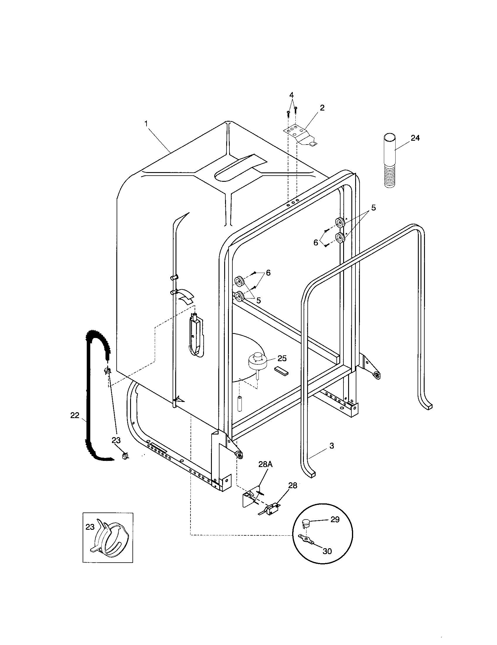 Frigidaire GLD958JT0 tub diagram