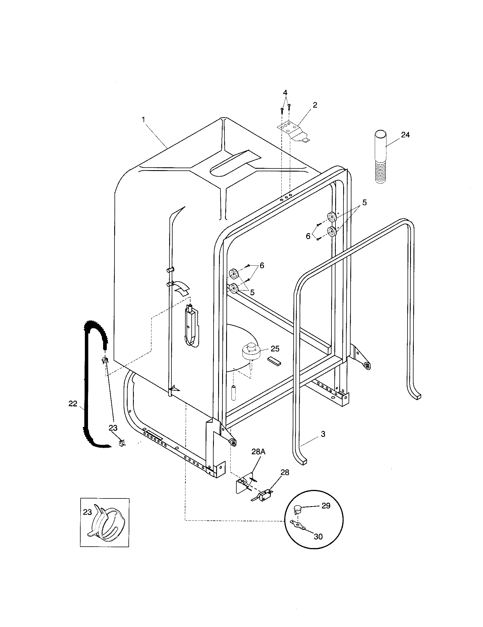 Frigidaire GLDB656JS0 tub diagram