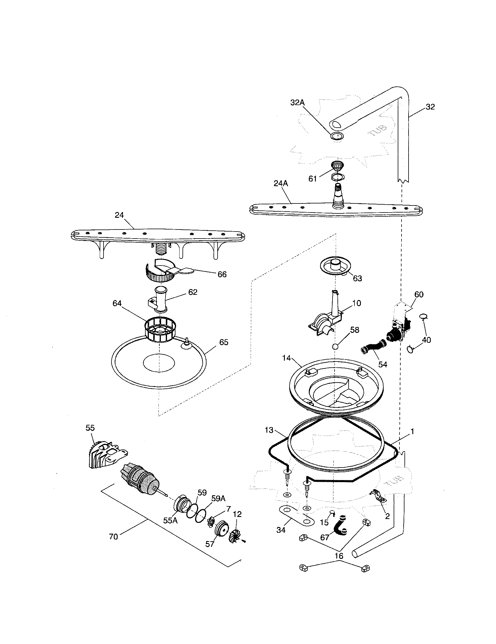 Frigidaire GLDB656JS0 motor and pump diagram