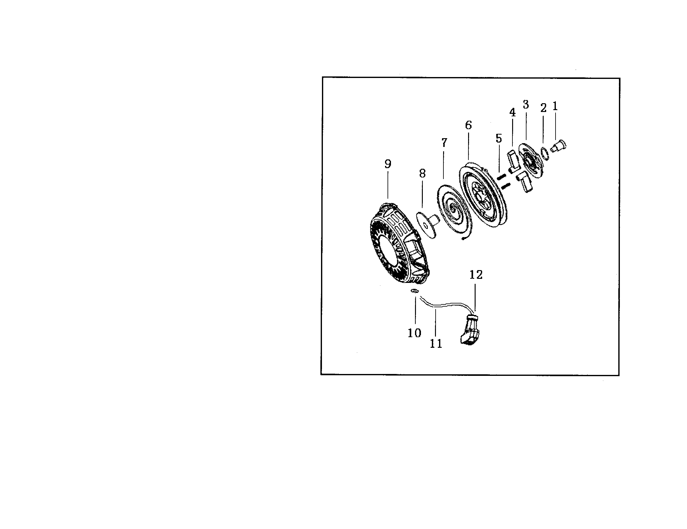 Pro Source WP255 recoil starter assembly diagram