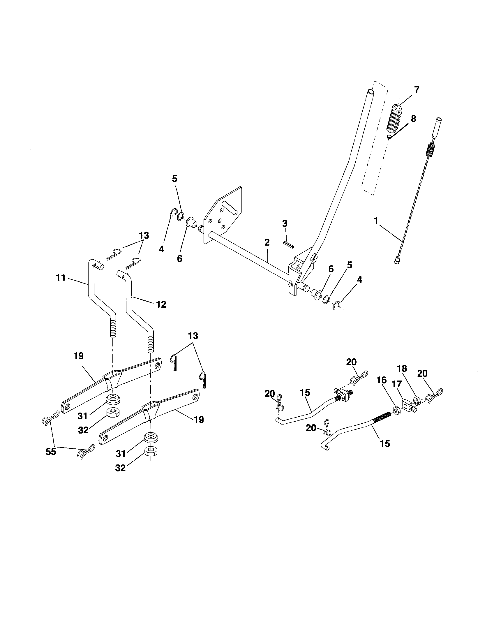 Poulan PO12538LT mower lift diagram