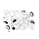 Poulan PR65Y22SHP engine/housing/wheels diagram