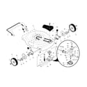 Poulan PR65Y22SHP drive control/gear case/wheels diagram