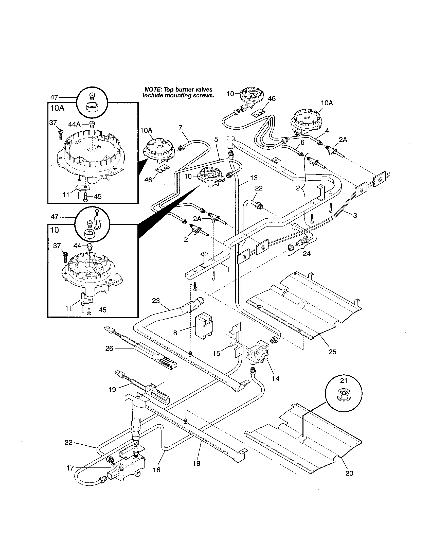 Frigidaire FGF375BHBB burner diagram
