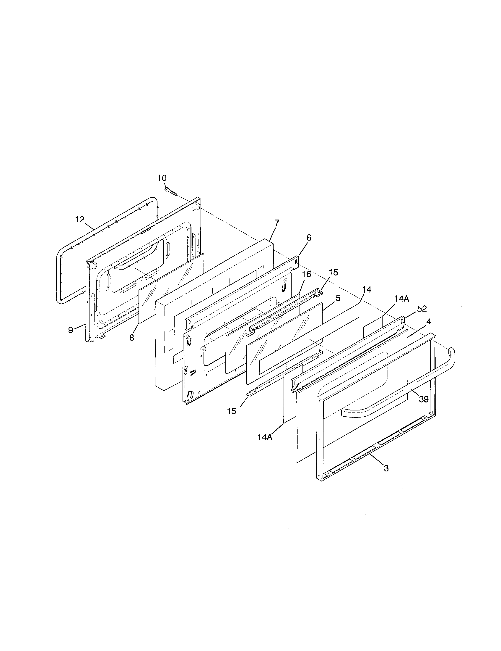 Frigidaire FGF375BHBB door diagram
