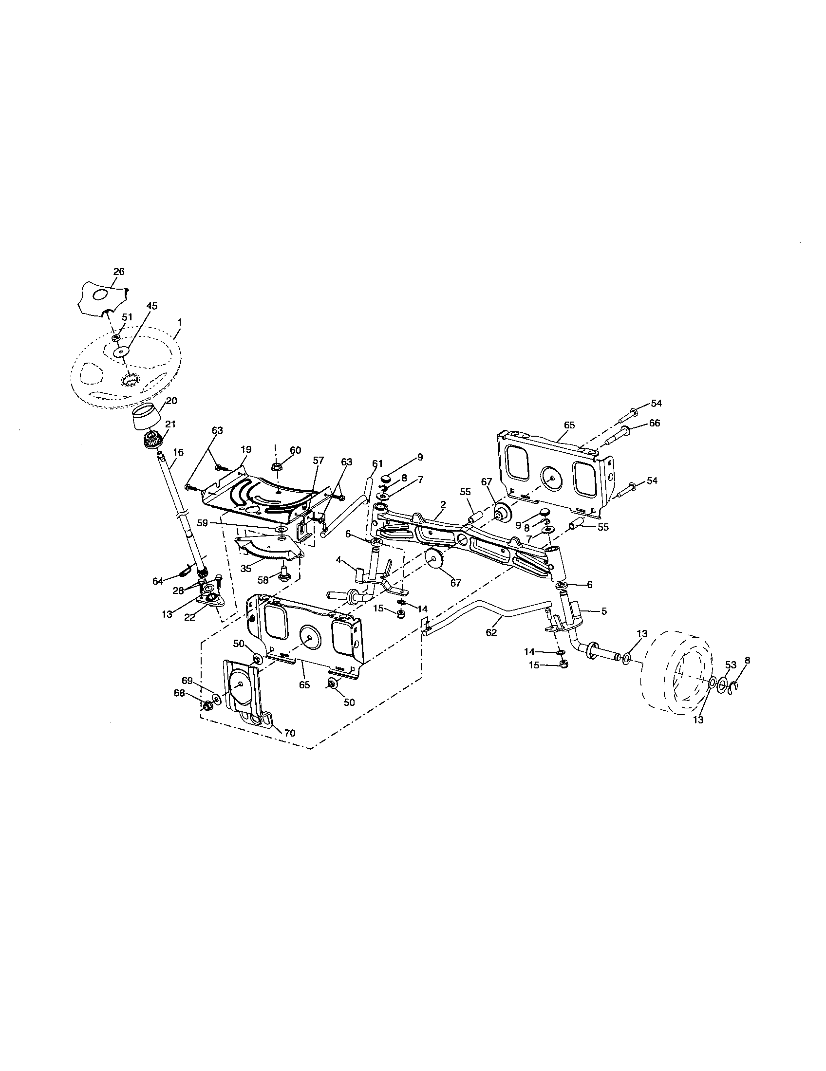 Poulan 96042002601 steering assembly diagram
