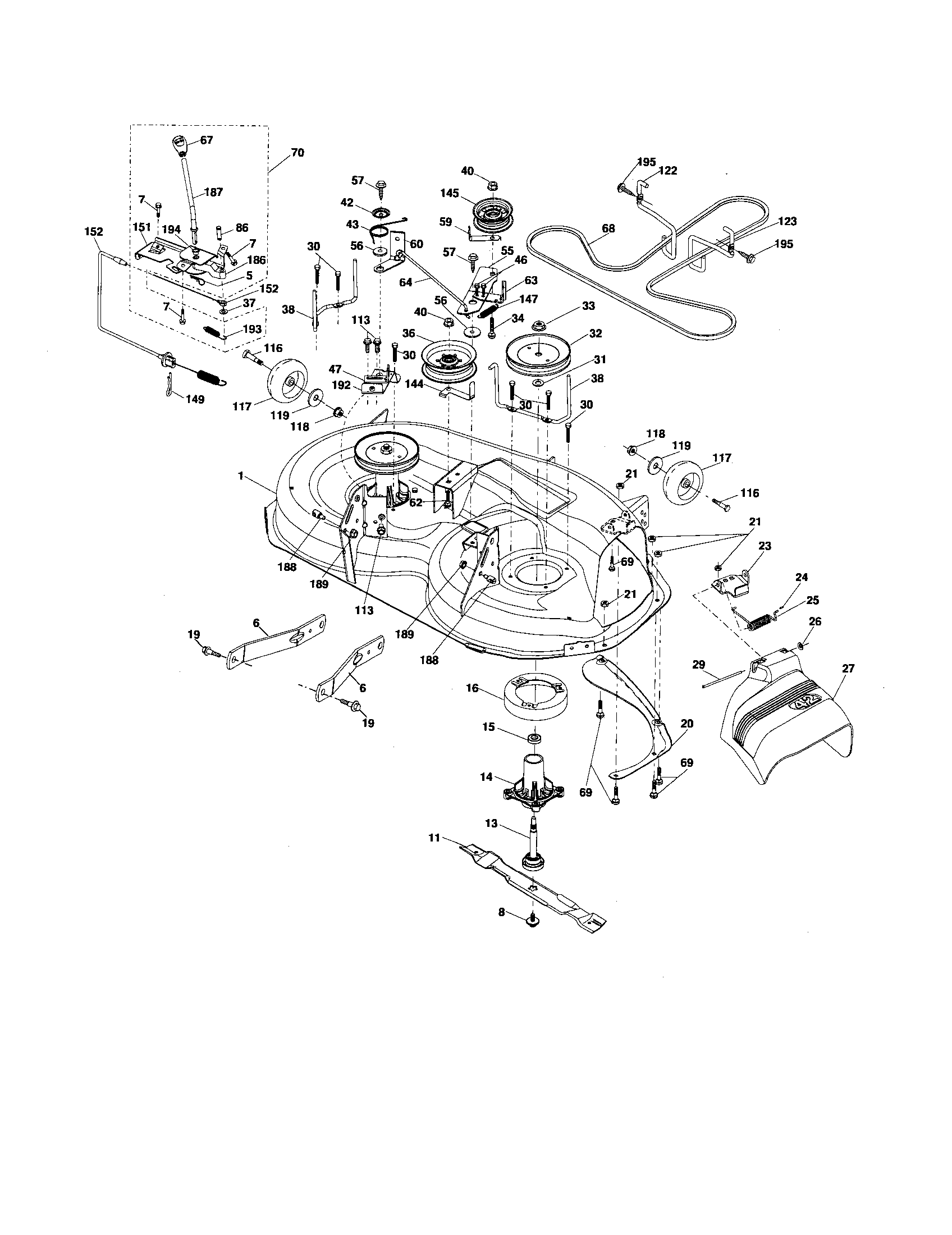 Poulan 96042002601 mower deck diagram
