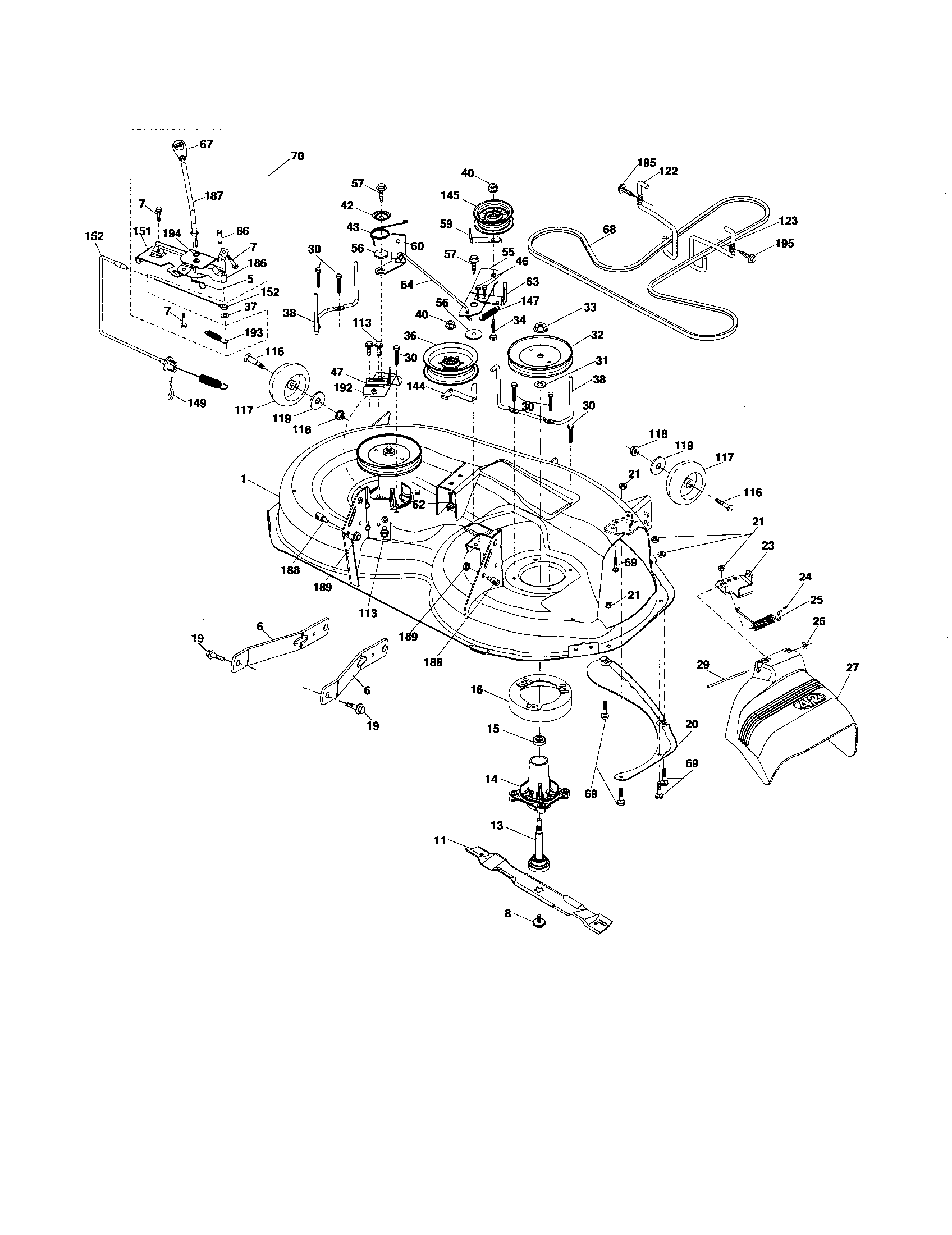 Poulan 96042002600 mower deck diagram