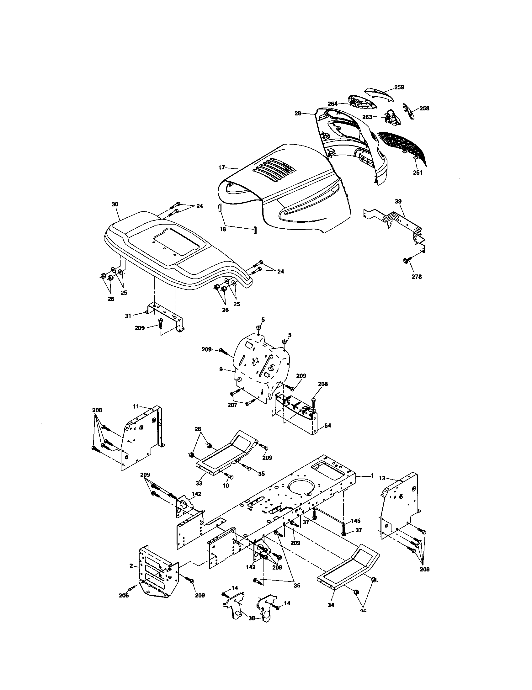 Poulan 96016001300 chassis and enclosures diagram
