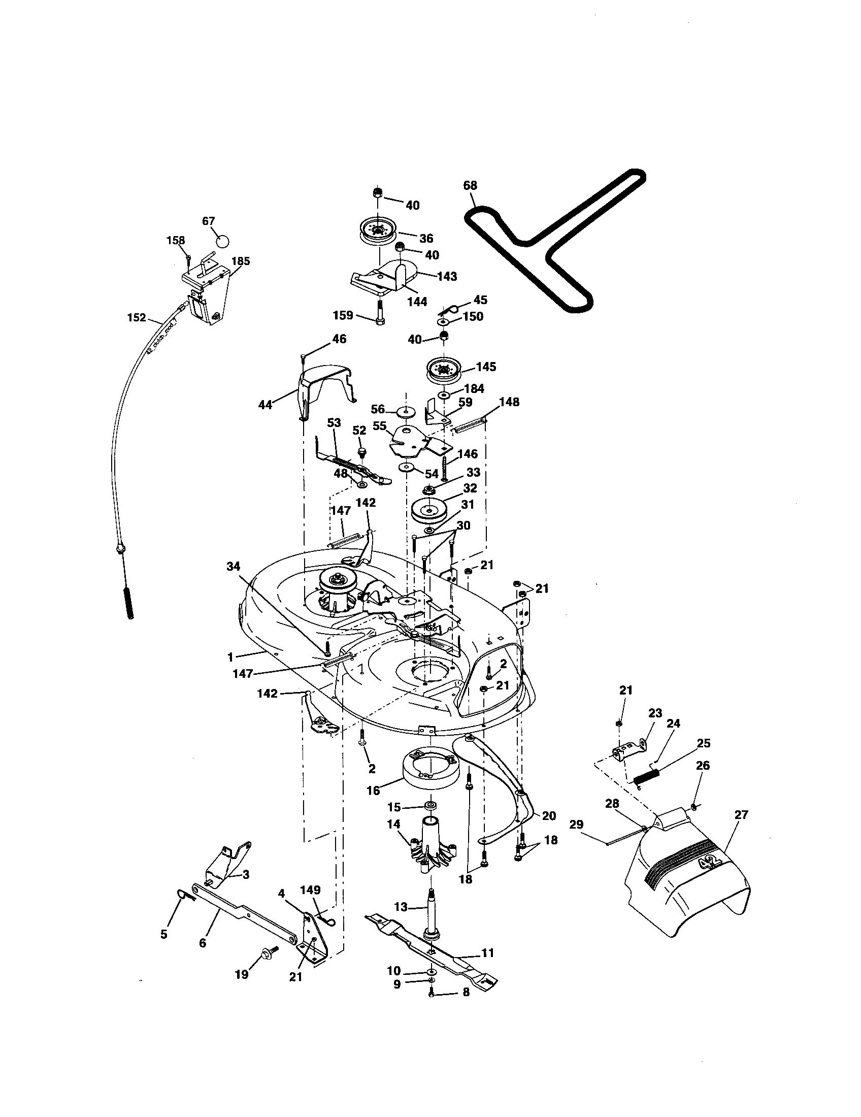 Poulan 96016001300 mower deck diagram