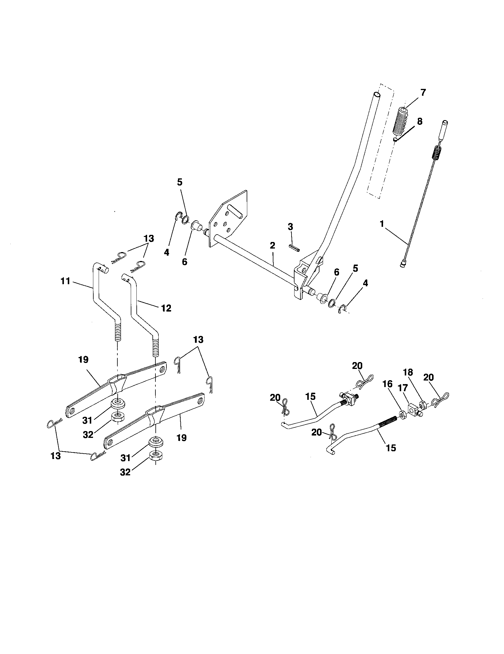 Poulan 96016001300 mower lift diagram