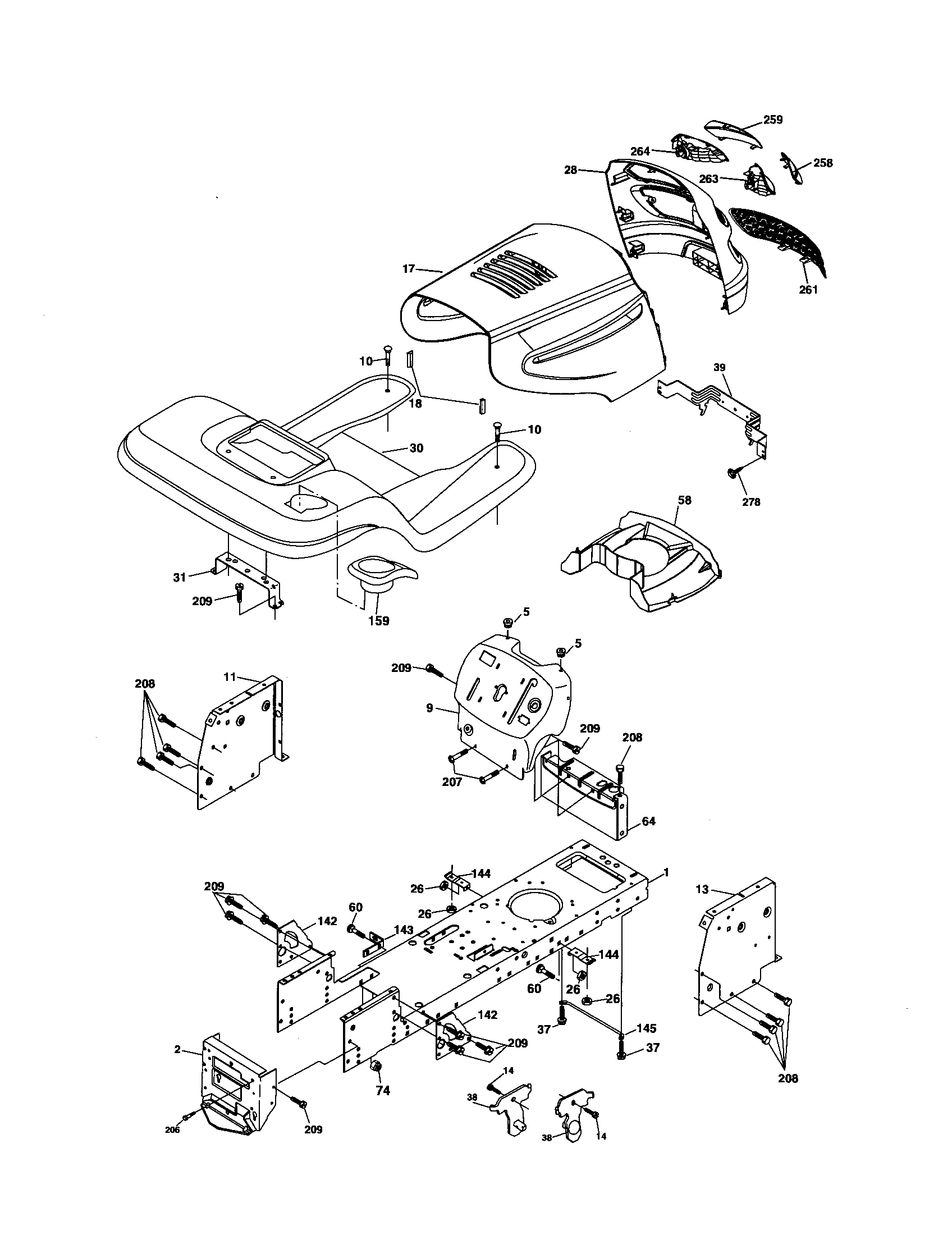 Poulan 96012001200 chassis diagram