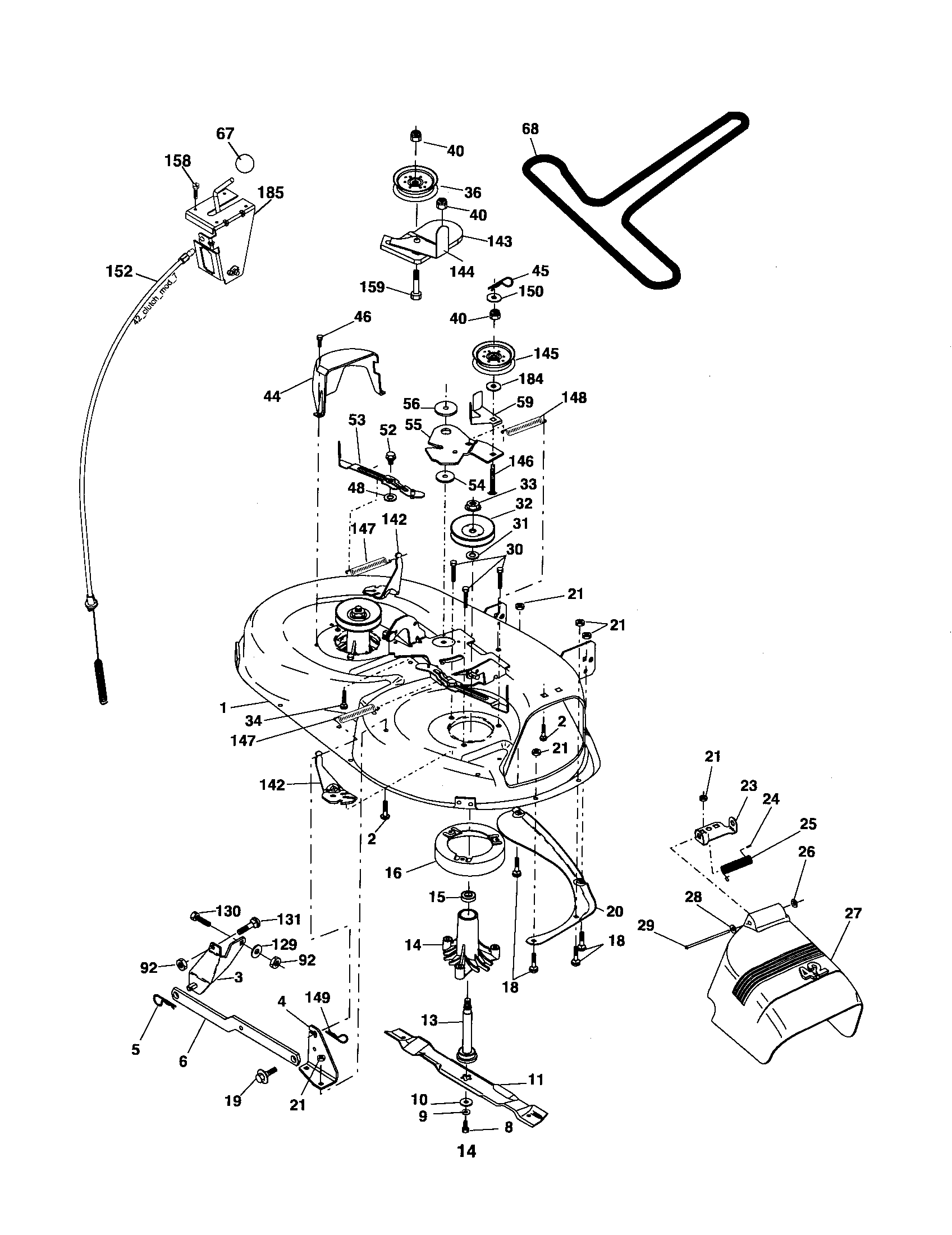 Poulan 96012001200 mower deck diagram