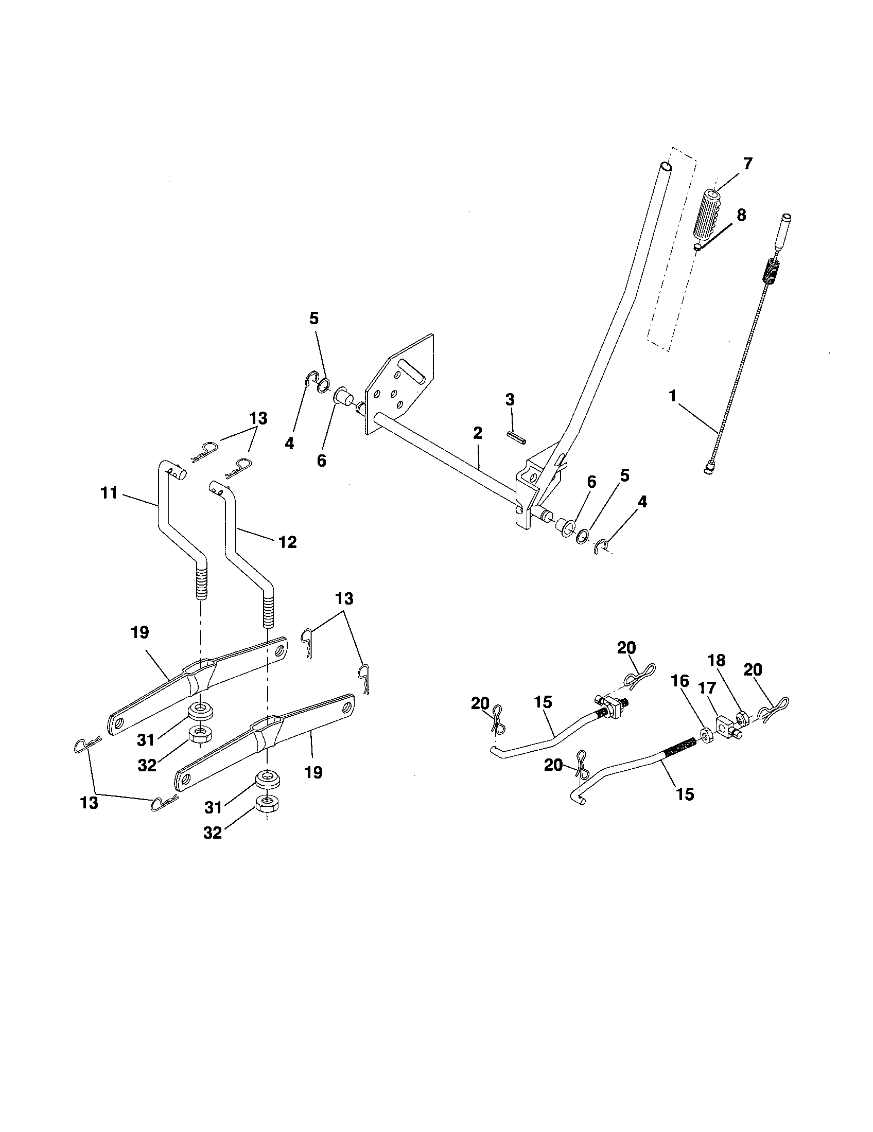 Poulan 96012004400 mower lift diagram