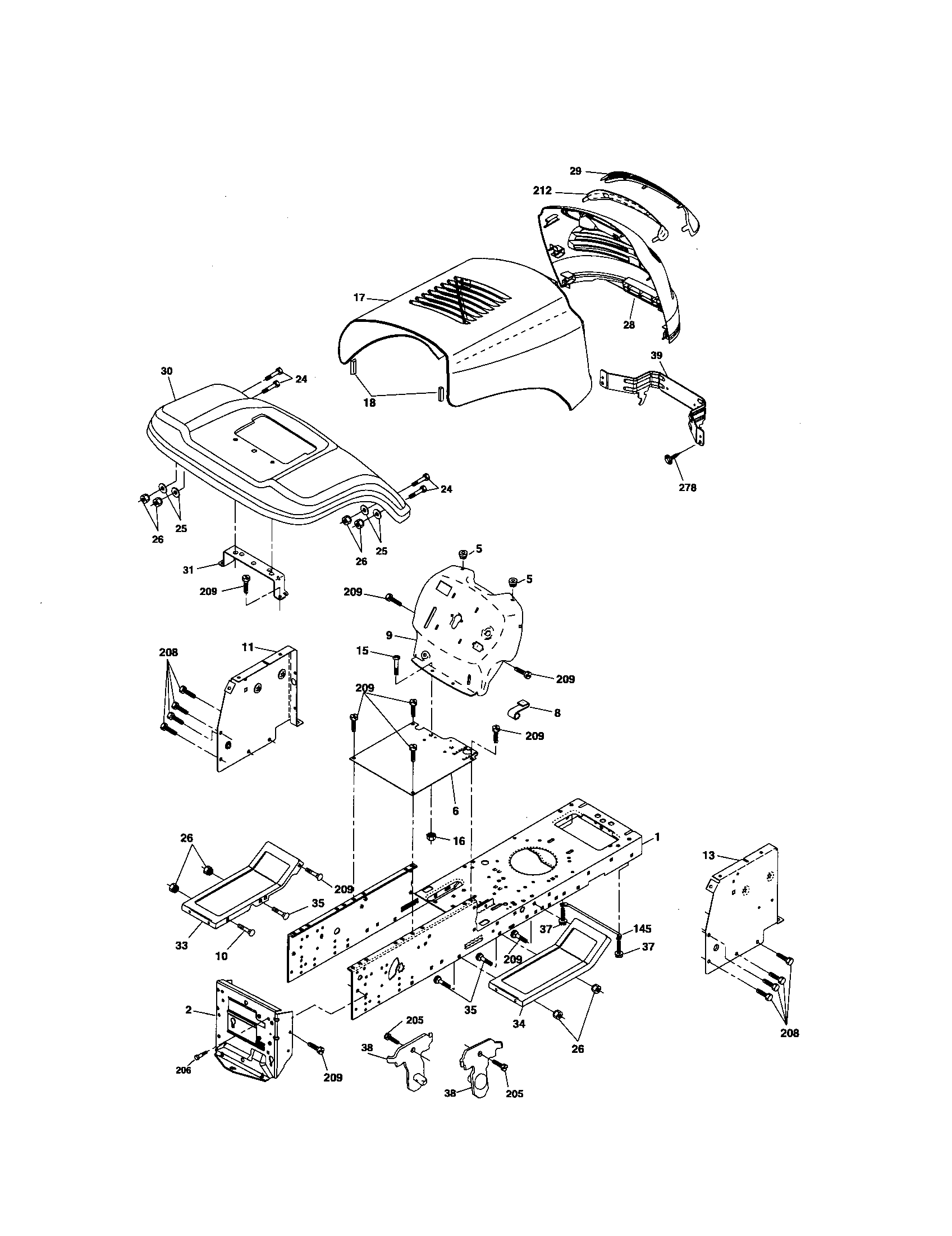 Poulan 96012004500 chassis diagram