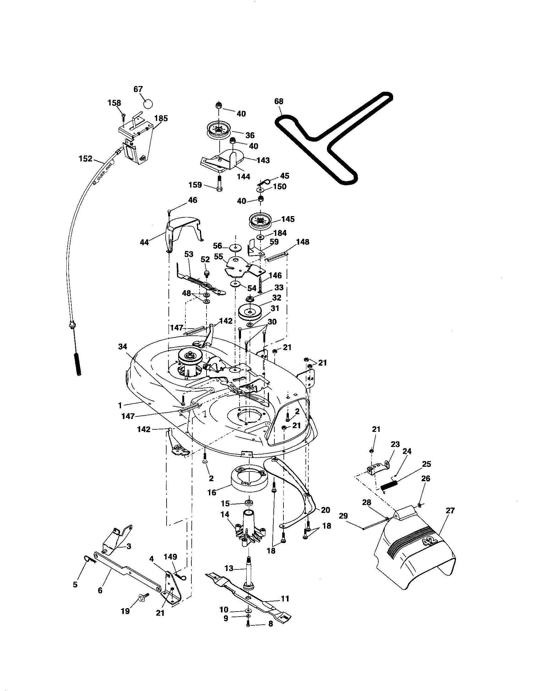 Poulan 96012004500 mower deck diagram
