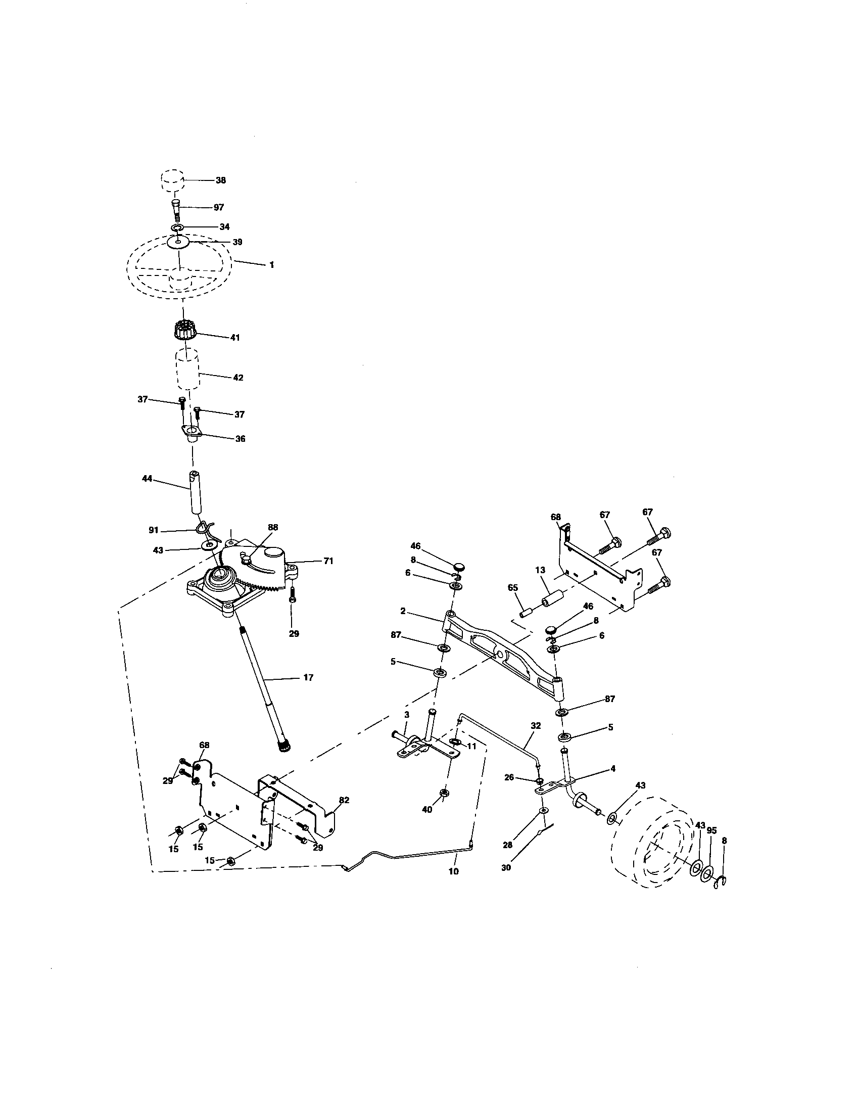 Poulan 96012004600 steering assembly diagram