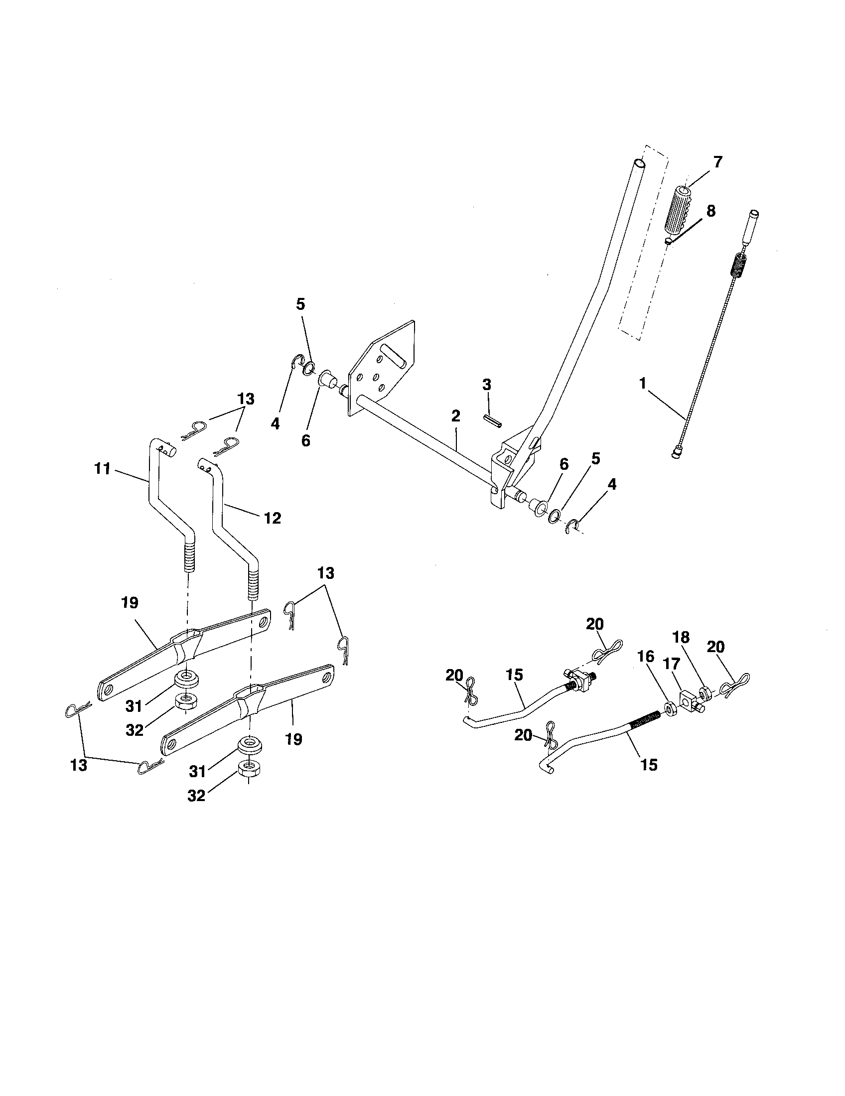 Poulan 96012005300 mower lift diagram