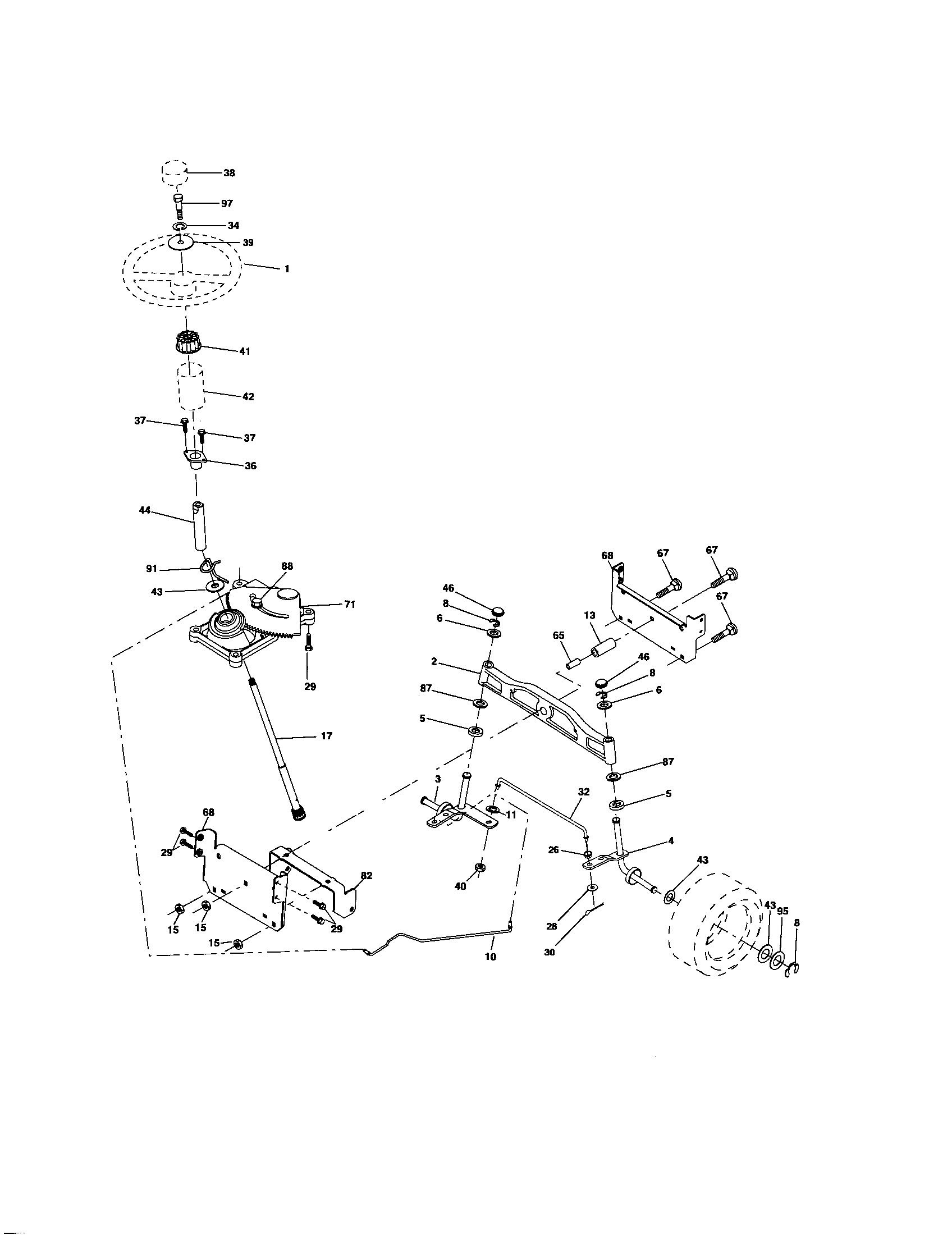 Poulan 96012004700 steering assembly diagram