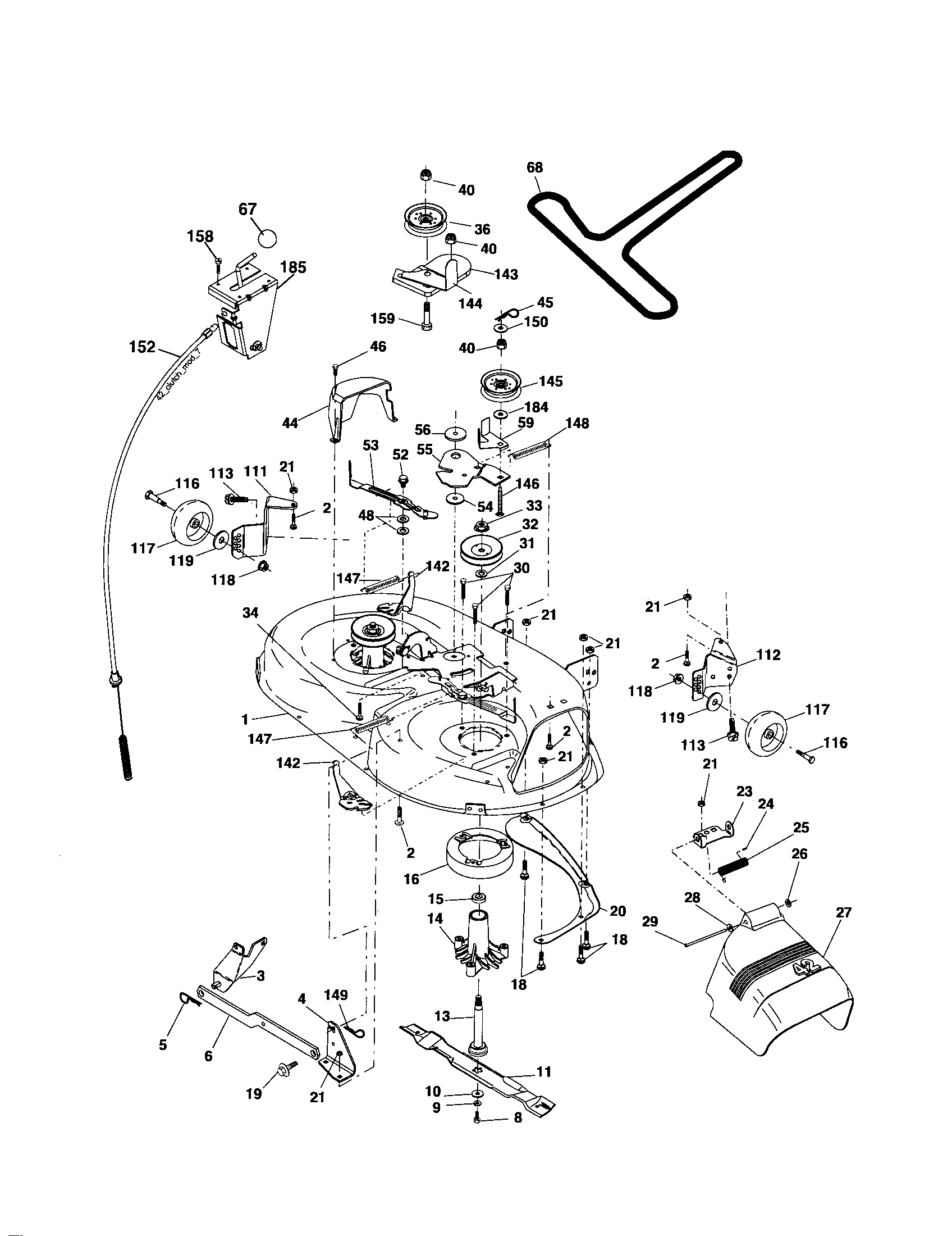 Poulan 96012004700 mower deck diagram
