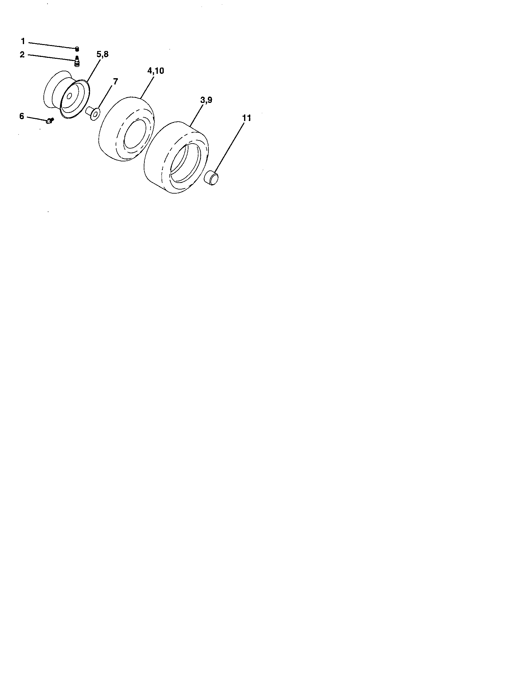 Poulan 96012004701 wheels and tires diagram