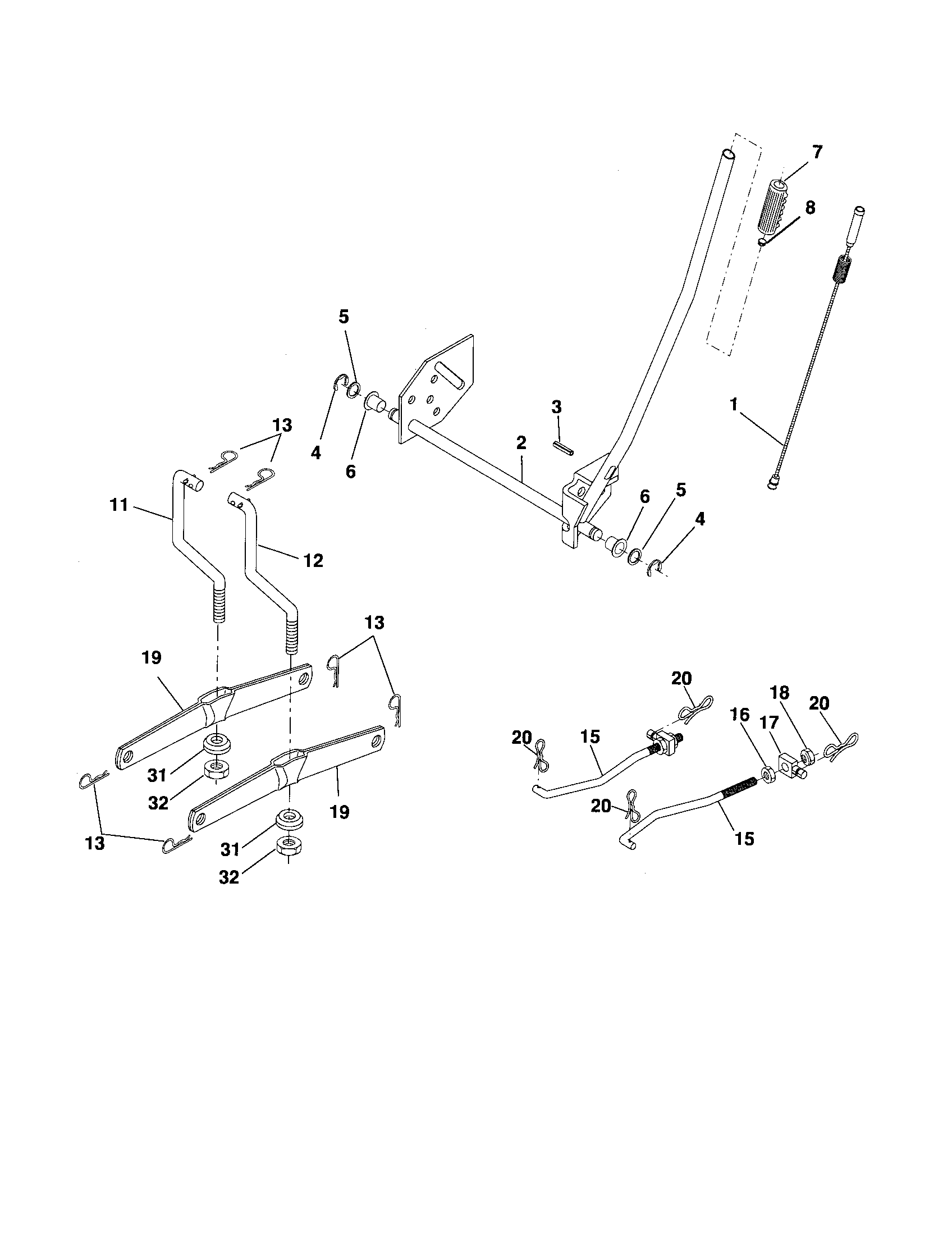 Poulan 96012004701 mower lift diagram