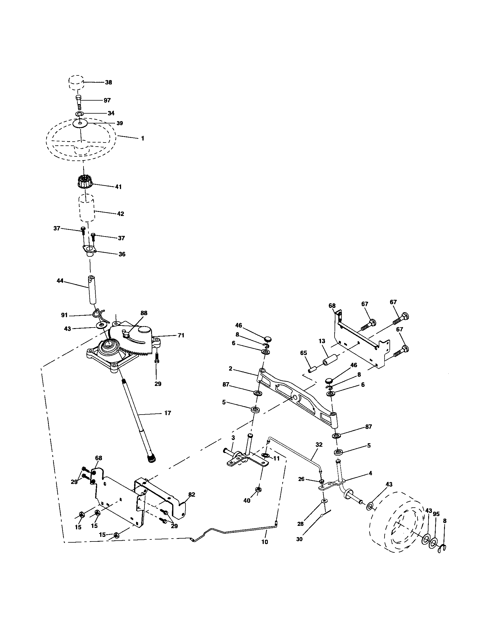 Poulan 96012006200 steering assembly diagram