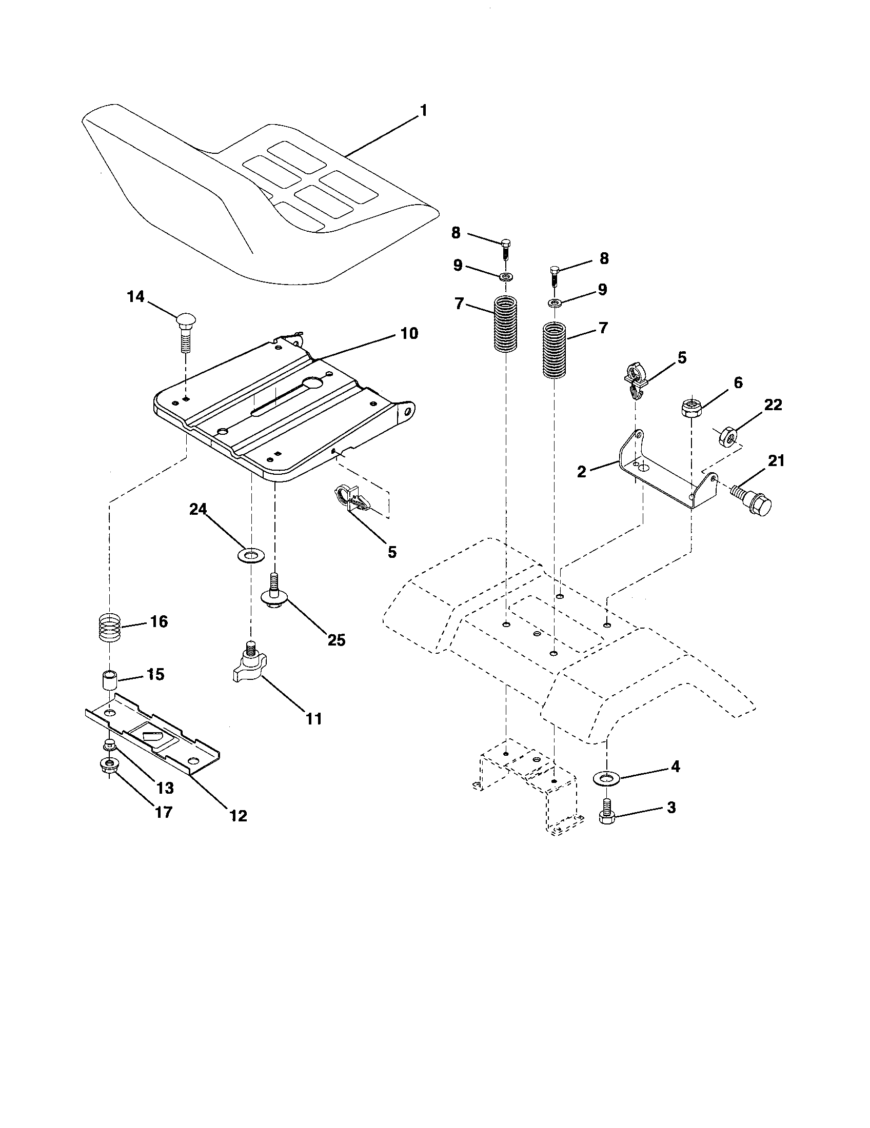 Poulan 96012006200 seat assembly diagram